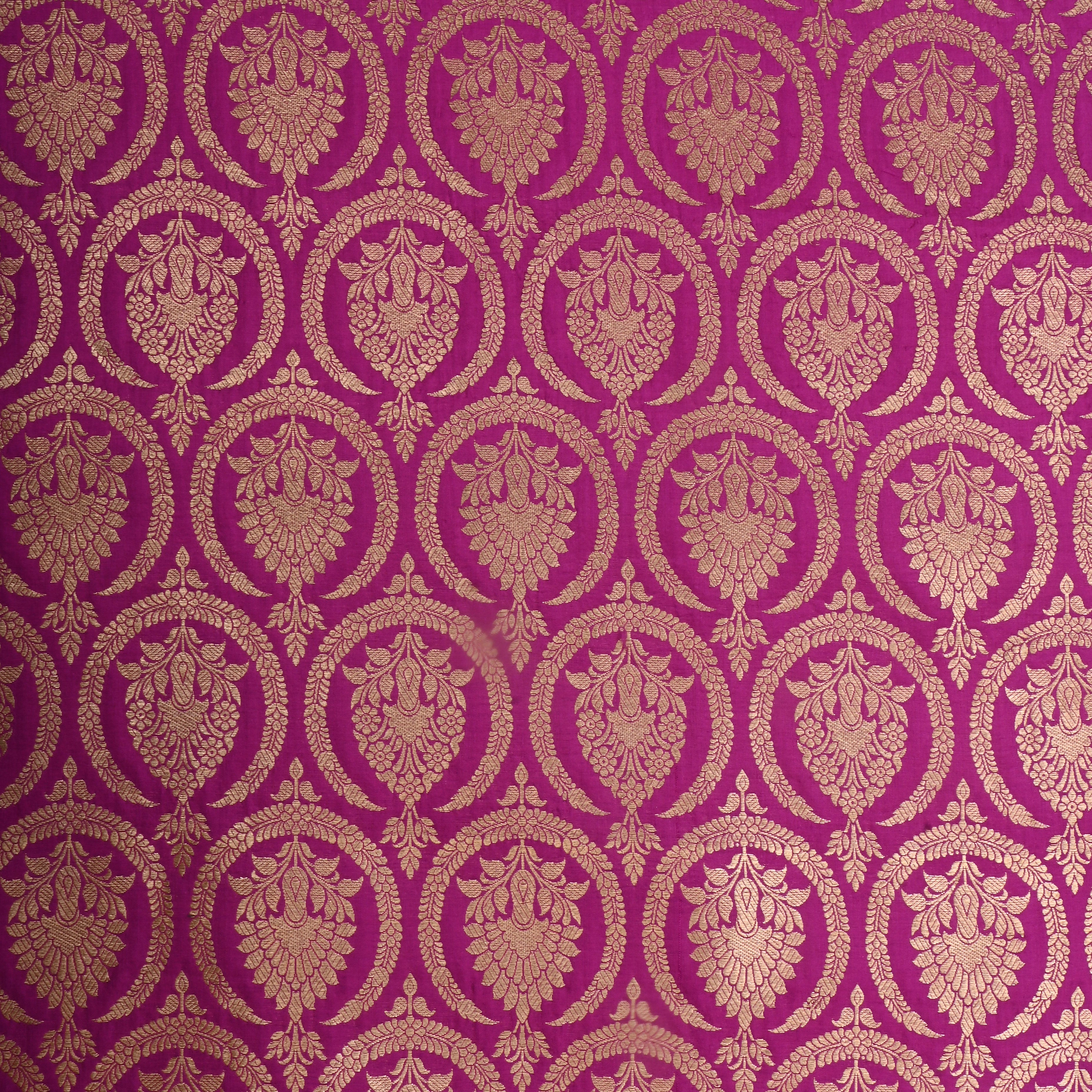 Royal Heath Jamawar Silk Fabric With Geometrical Figures