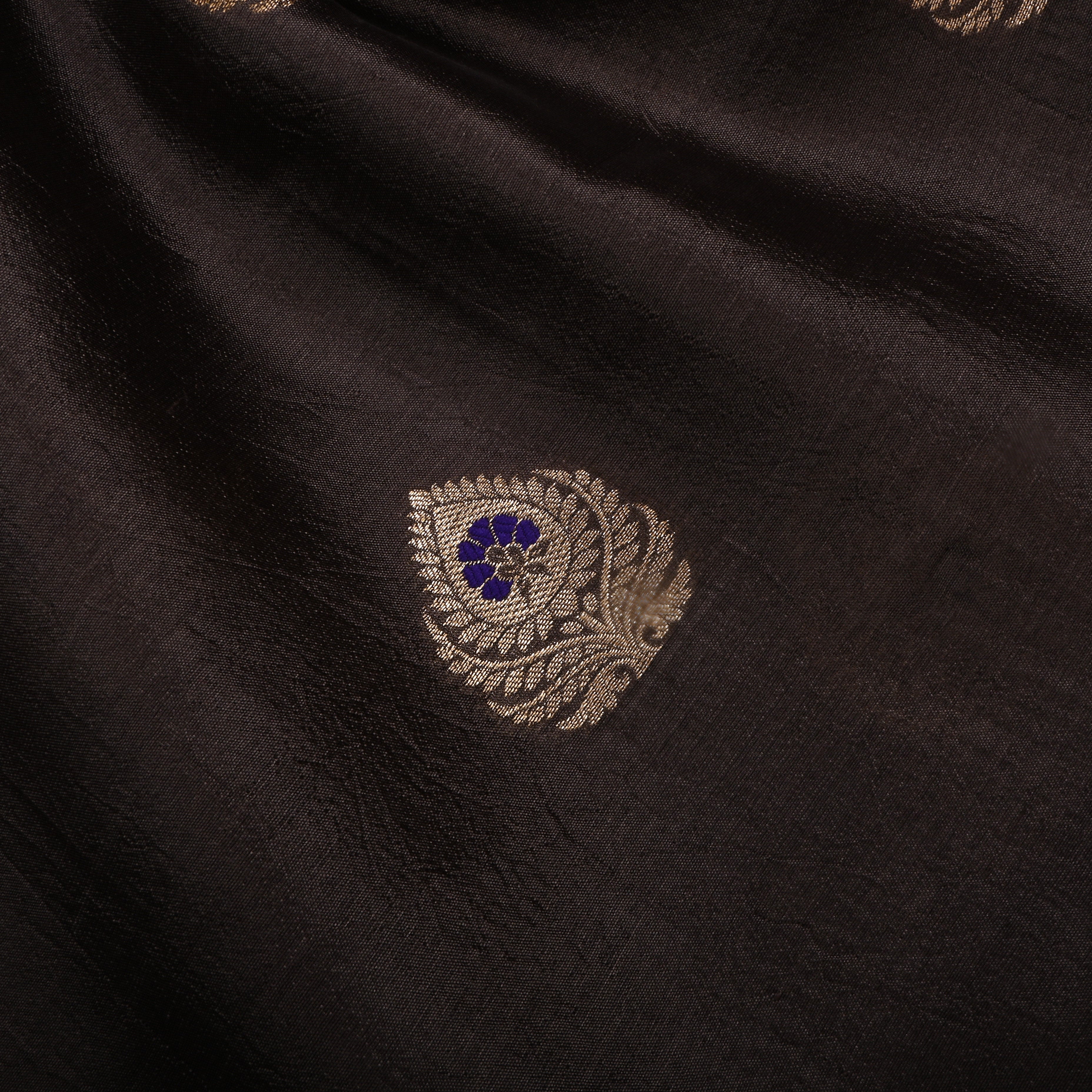 Dark Brown Jamawar Silk Fabric With Butti'S