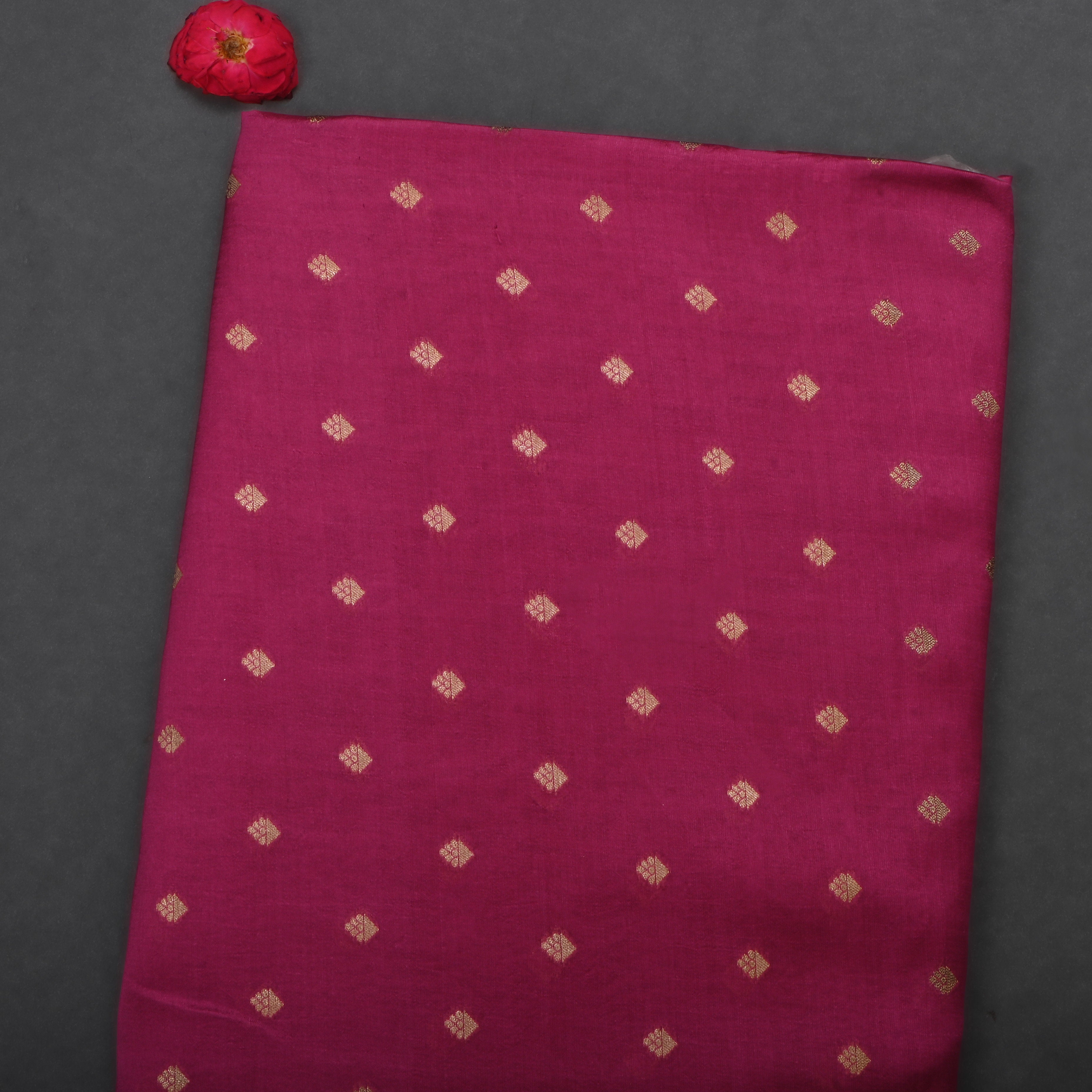 Pansy Purple Jamawar Silk Fabric With Butti'S