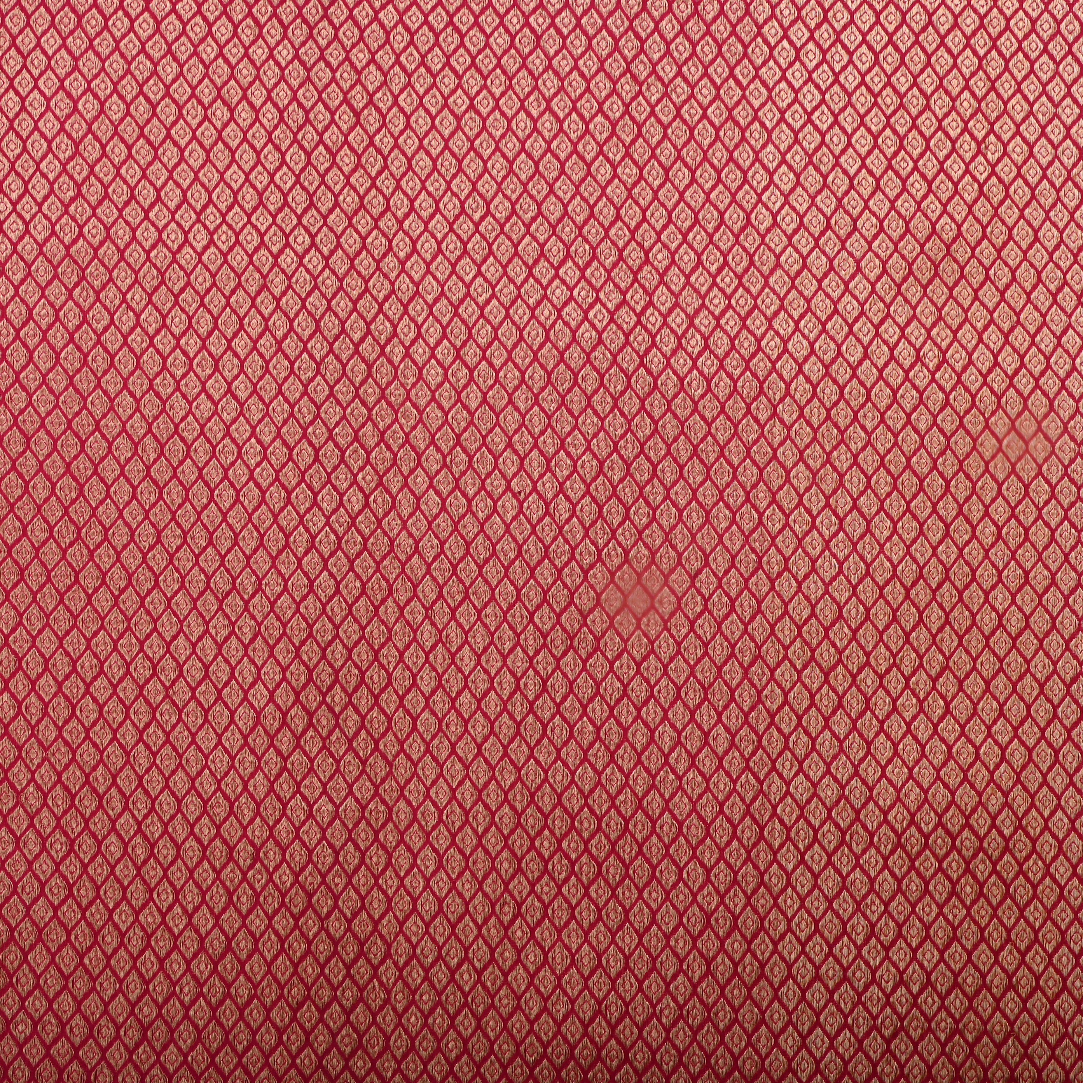Pink Jamawar Silk Fabric With Brocade Pattern