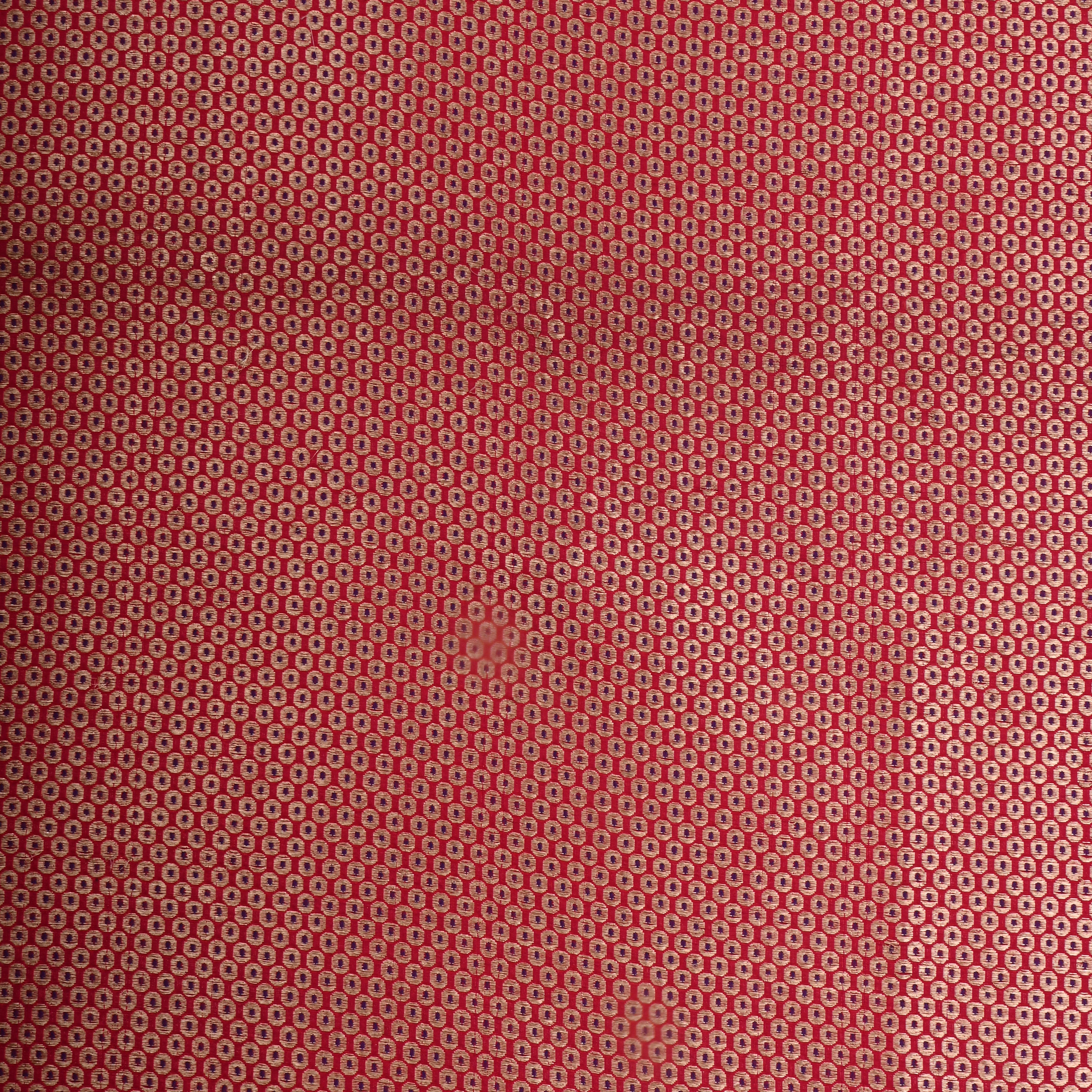 Hot Pink Jamawar Silk Fabric With Brocade Design