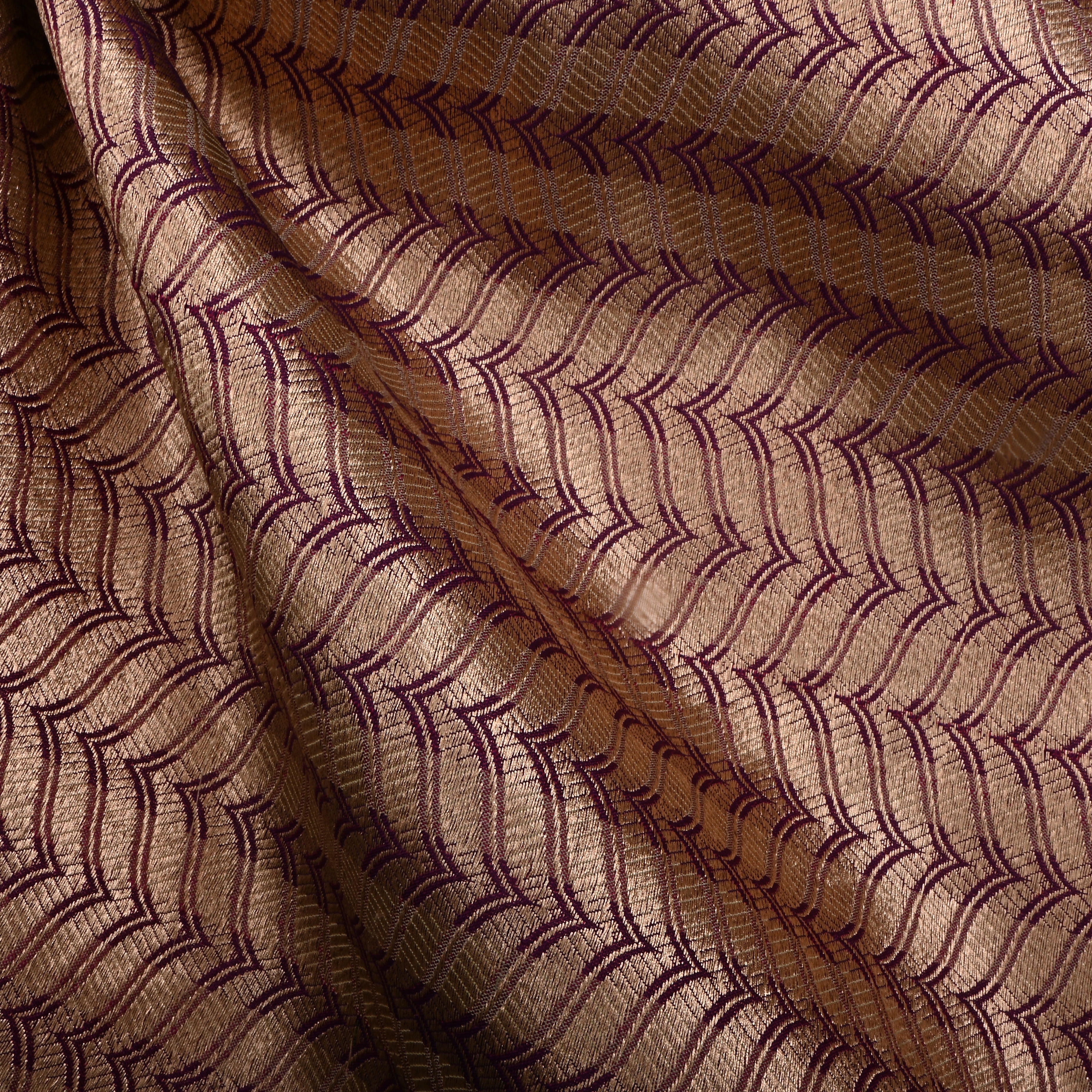 Purple Jamawar Silk Fabric With Woven Pattern