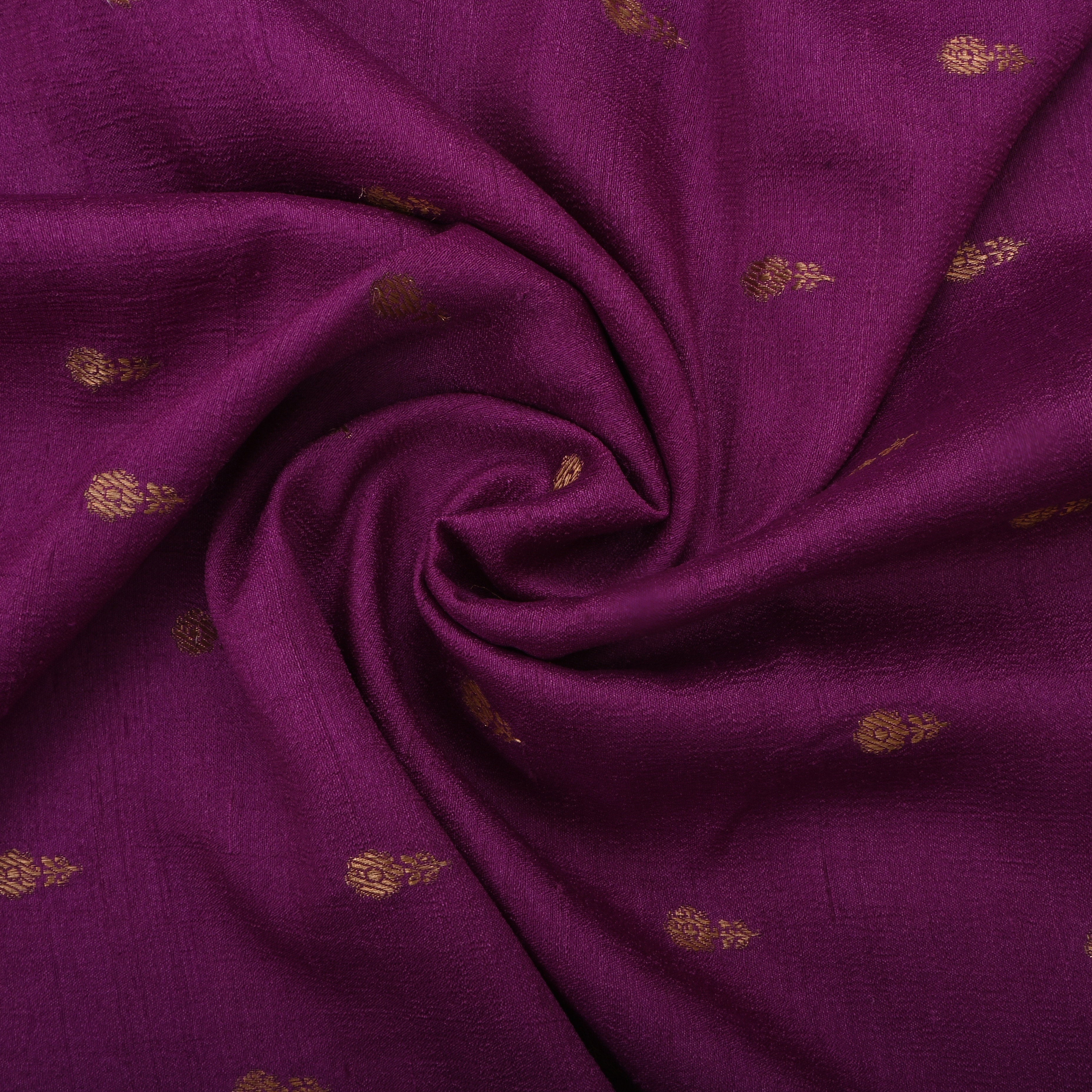 Boysenberry Purple Jamawar Tussar Fabric With Butti'S