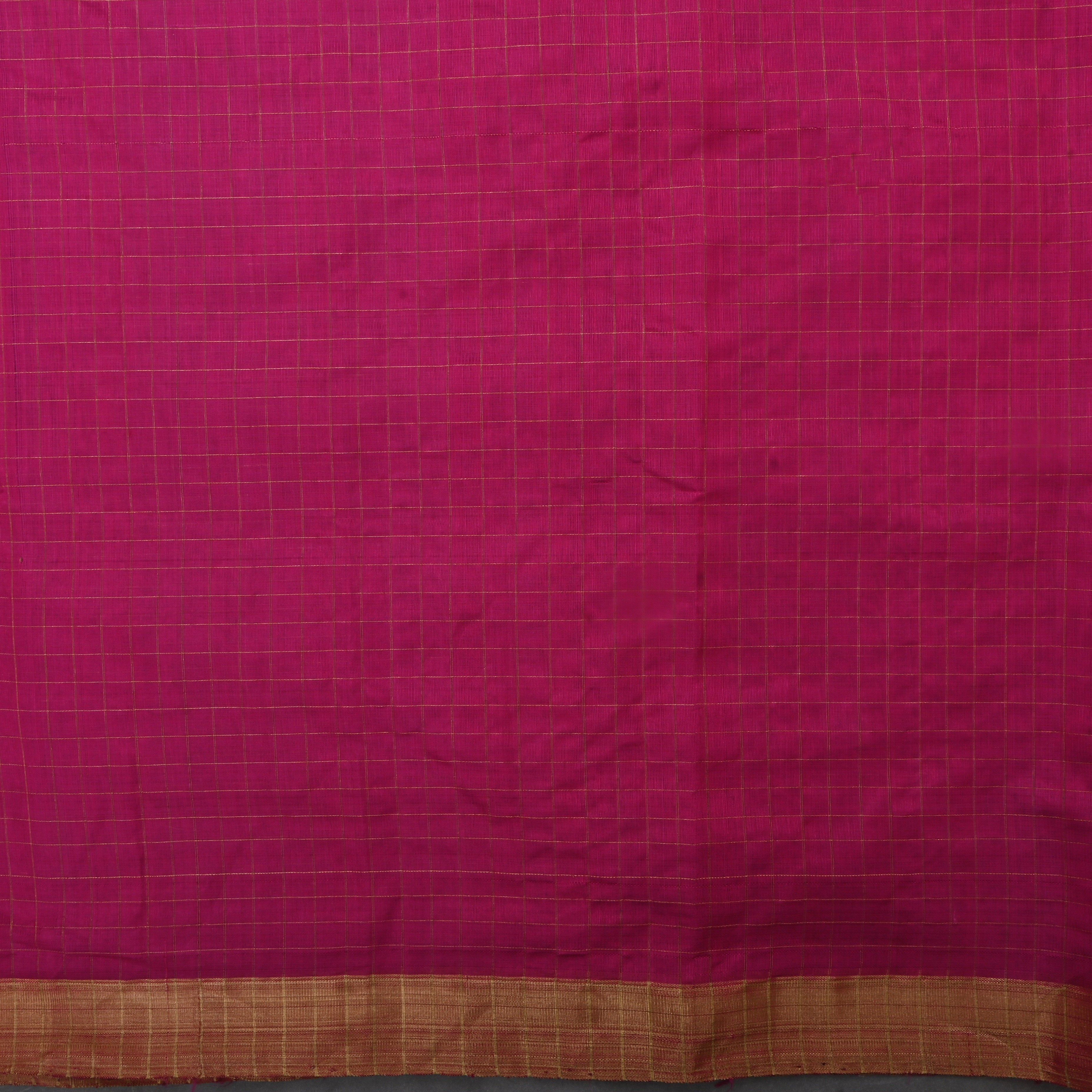 Berry Magenta Jamawar Silk Fabric With Checks Pattern