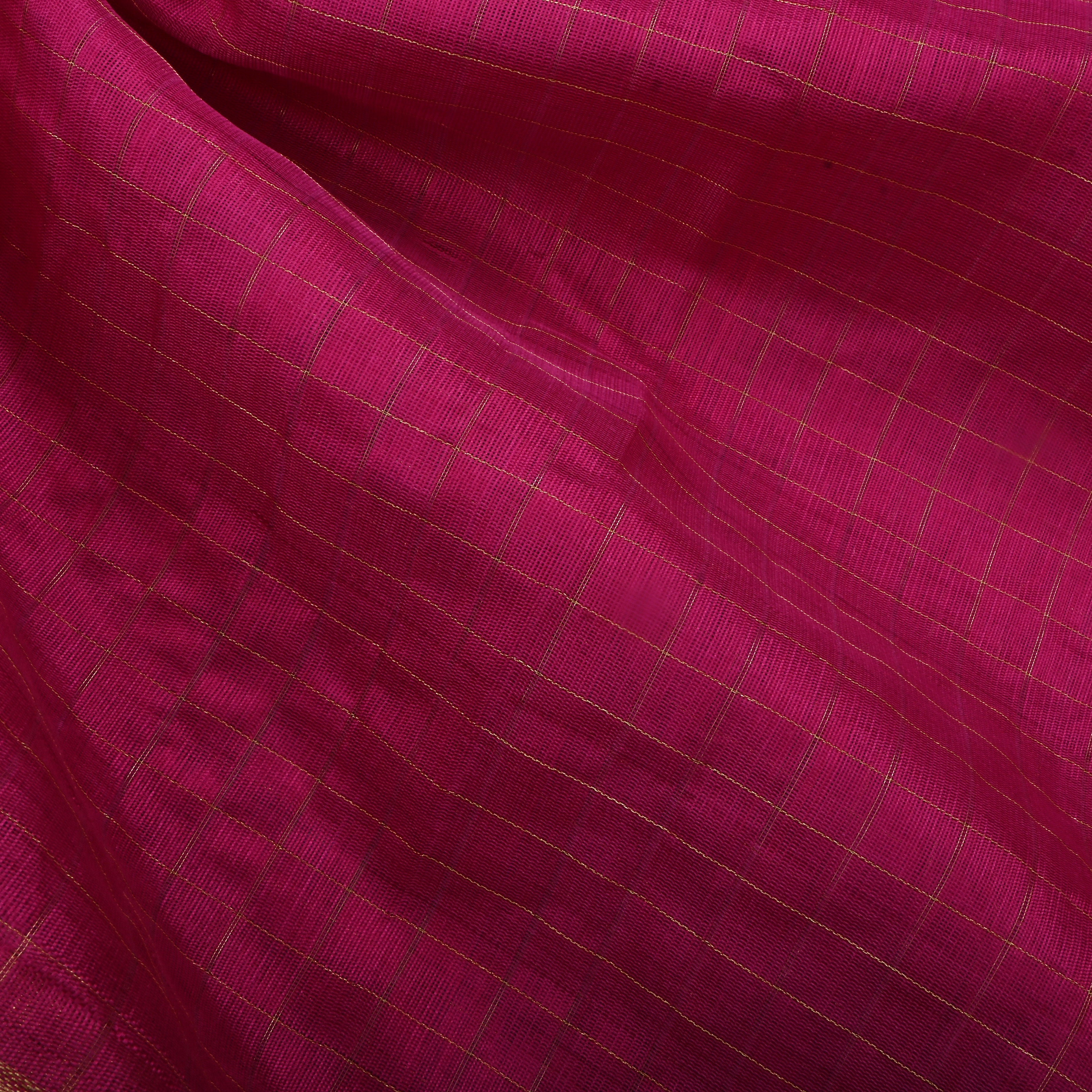 Berry Magenta Jamawar Silk Fabric With Checks Pattern