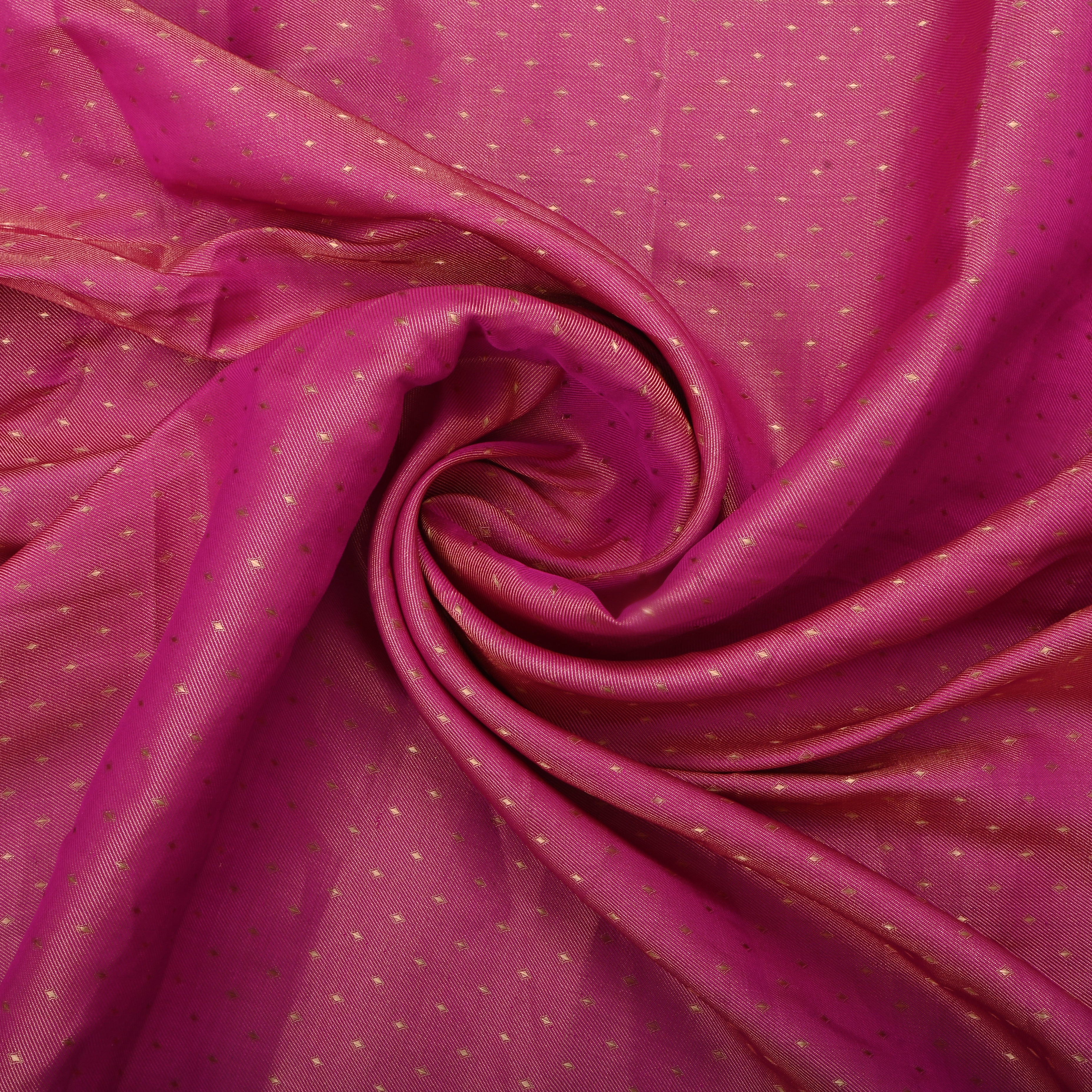 Raspberry Rose Pink Jamawar Tissue Fabric With Dotted Pattern