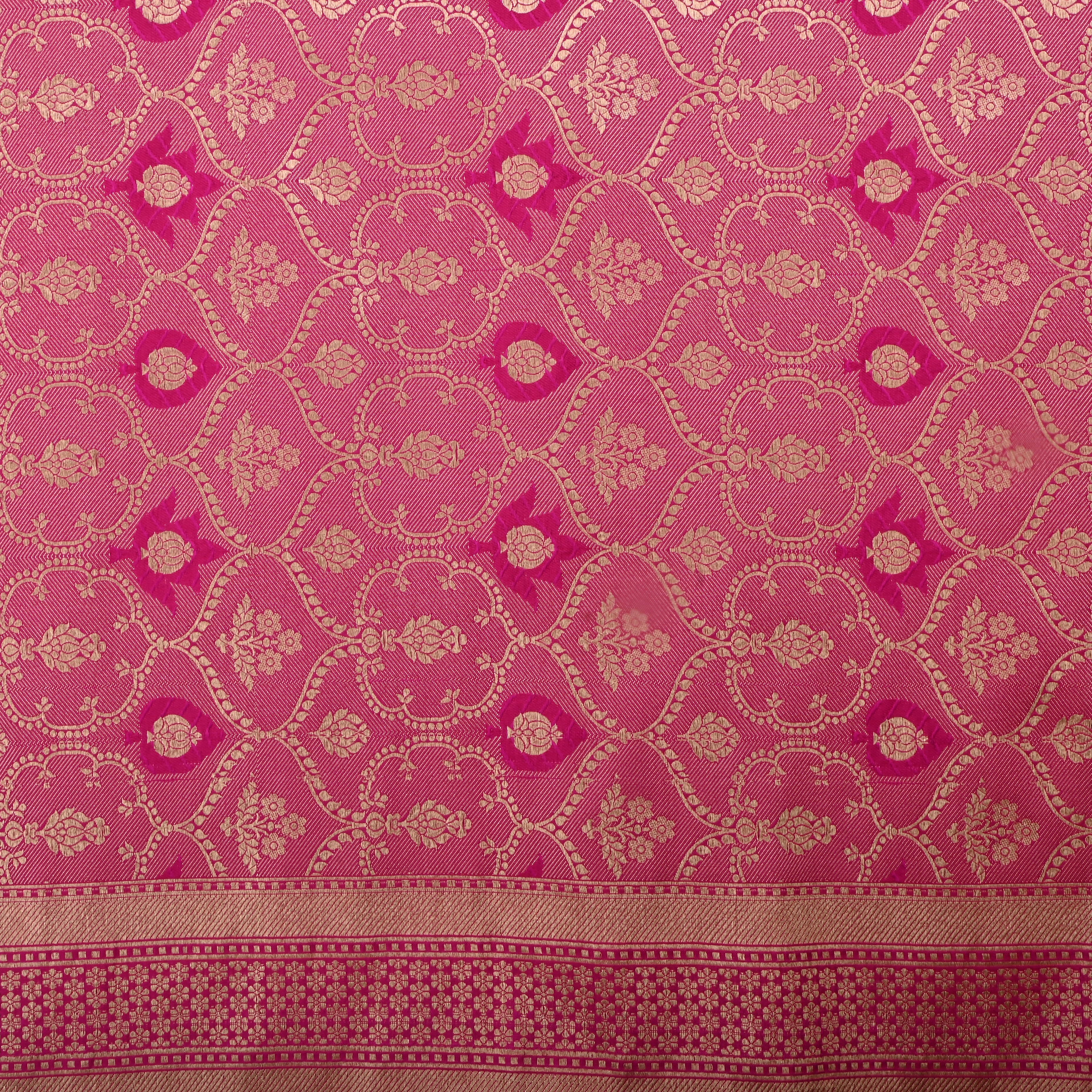 Rich Pinkish Maroon Jamawar Silk Fabric With Woven Design