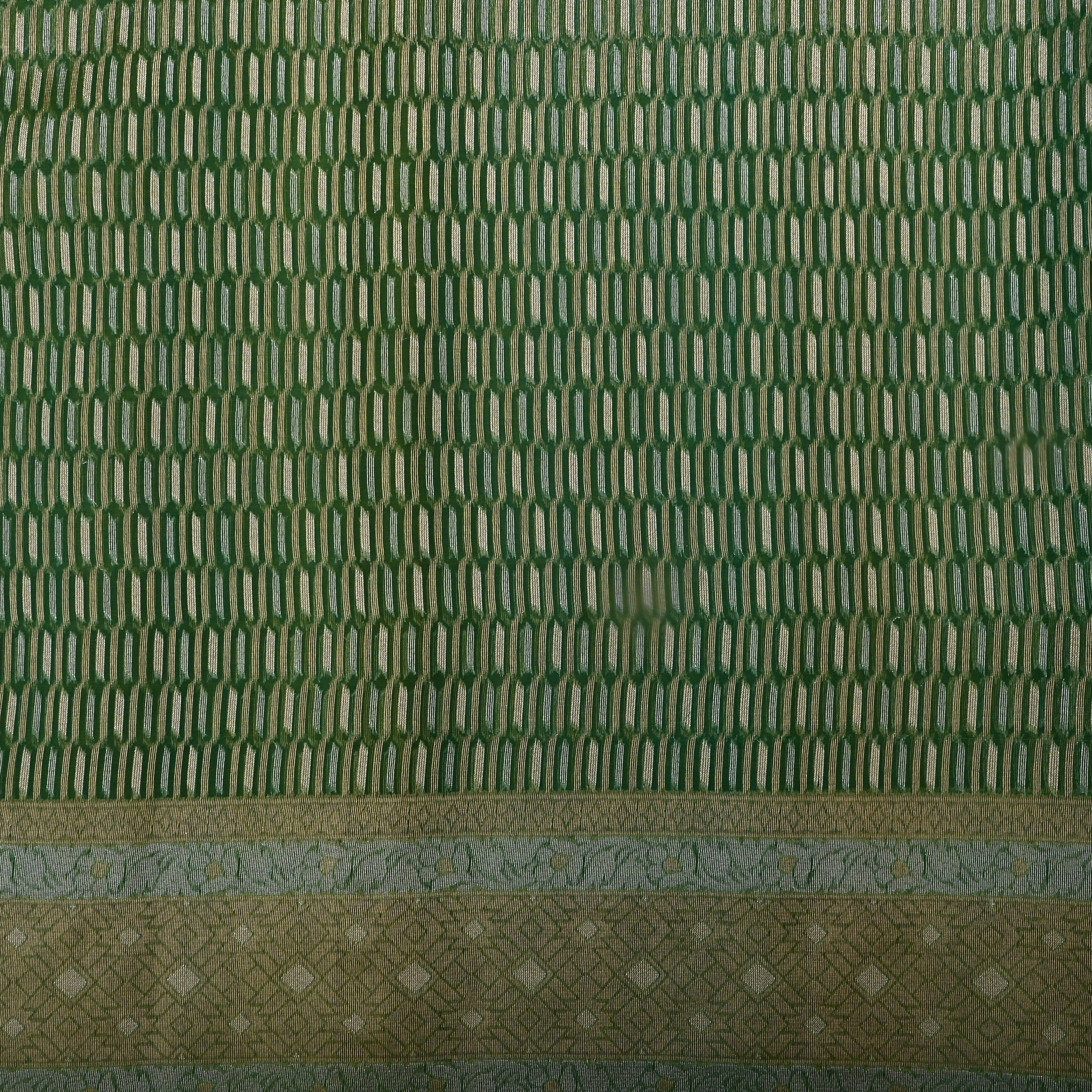Green Jamawar Organza Fabric With Woven Design