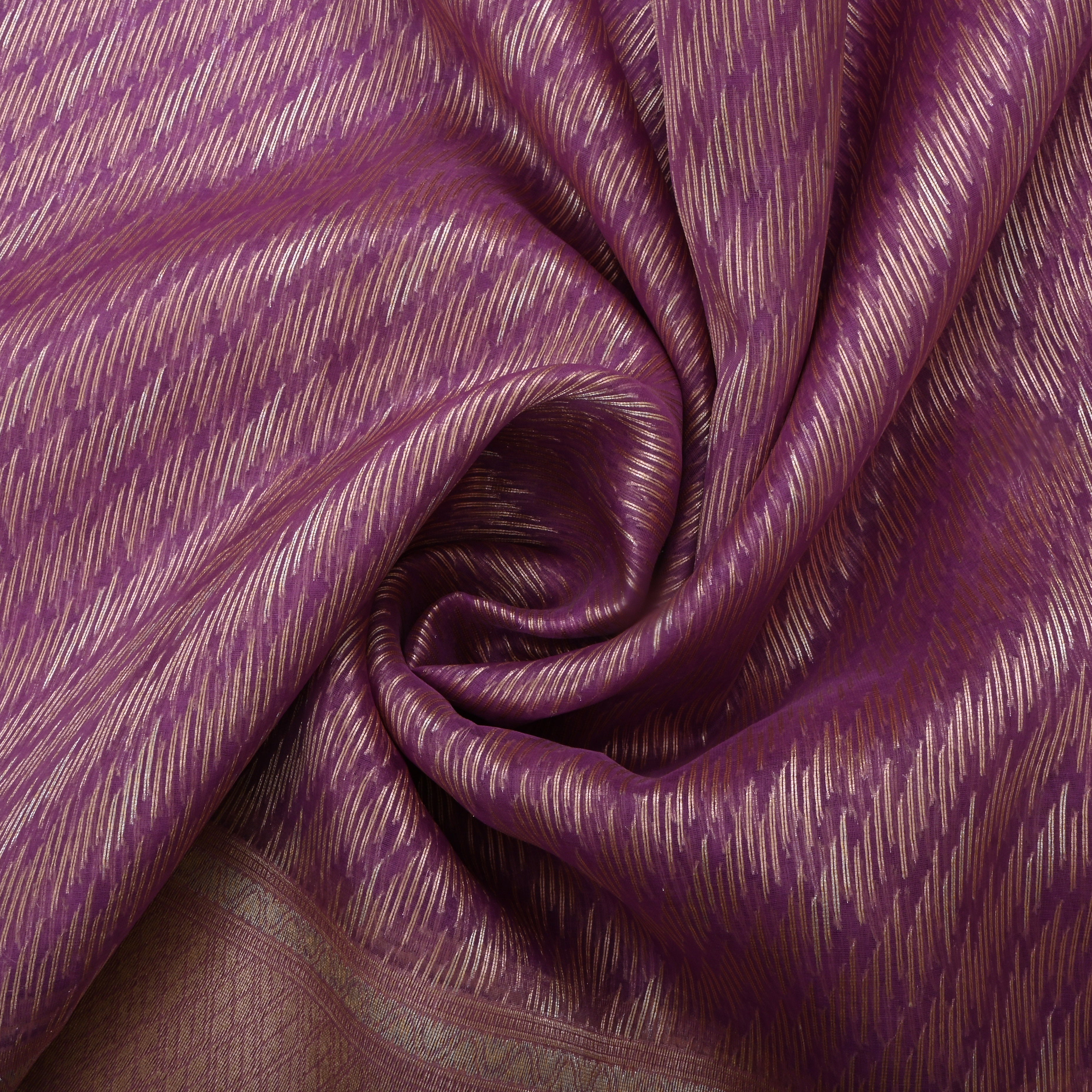 Purple Jamawar Organza Fabric With Contrast Border