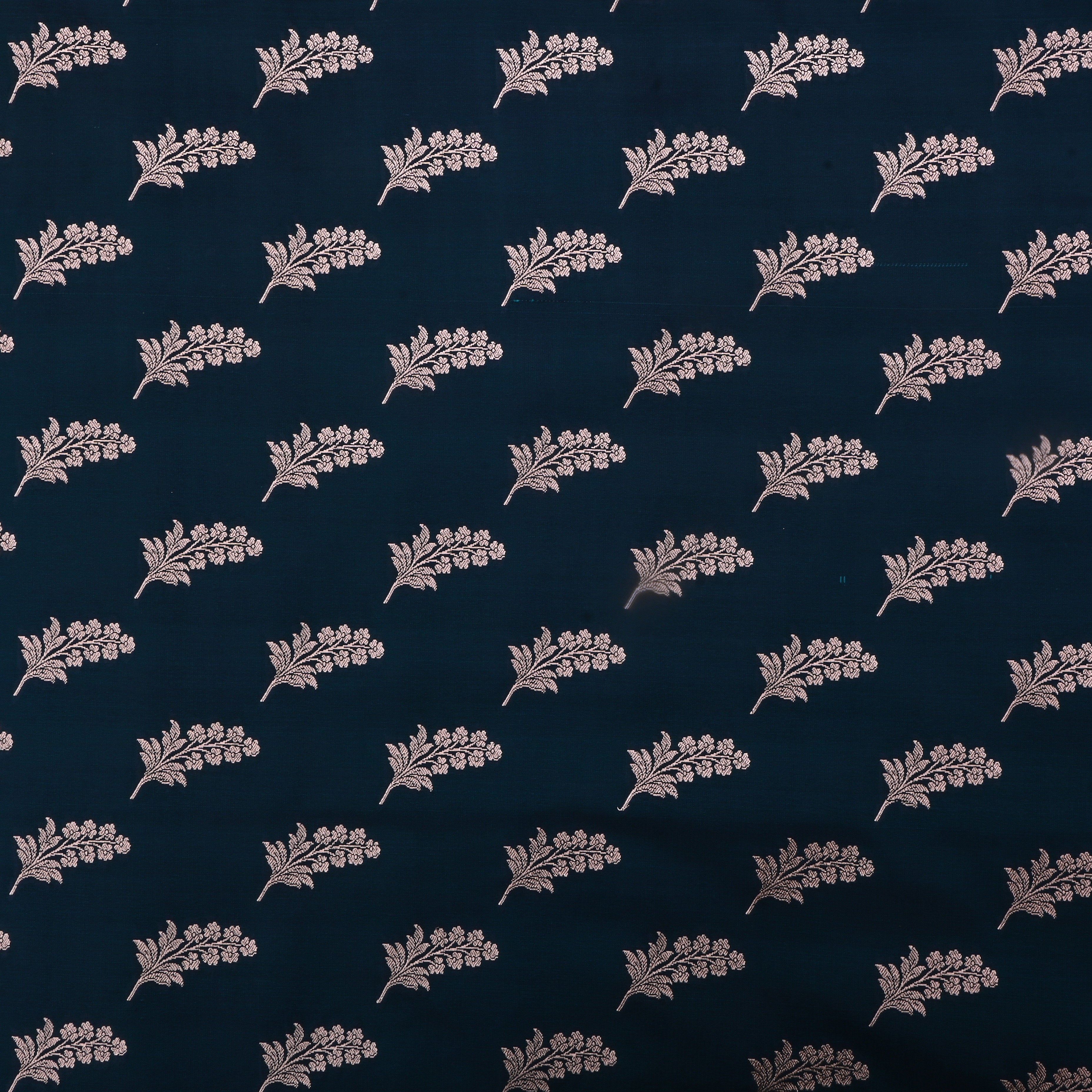 Mirage Bluish Cyan Jamawar Satin Fabric With Floral Butti'S