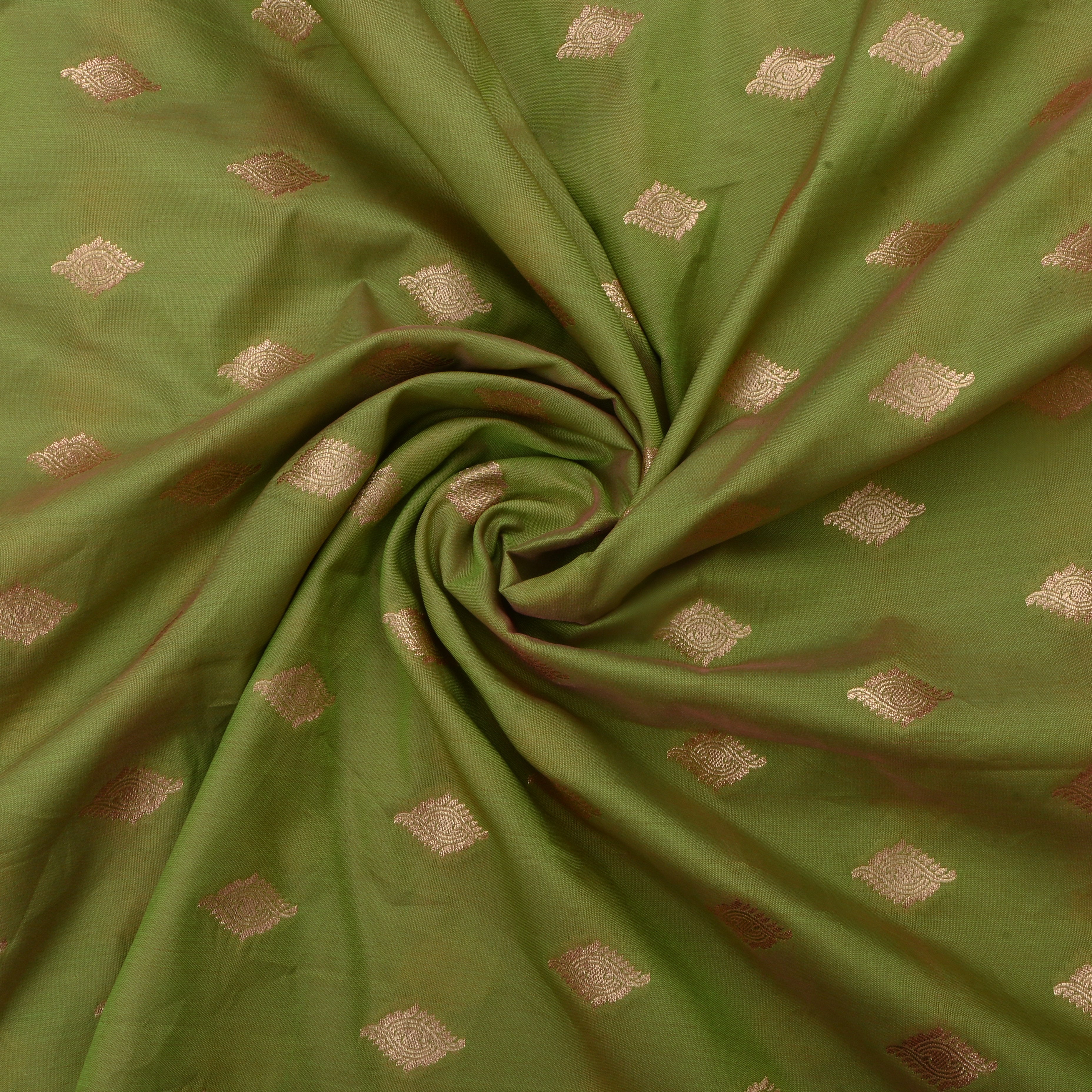 Drab Yellow Jamawar Silk Fabric With Eye Butti'S