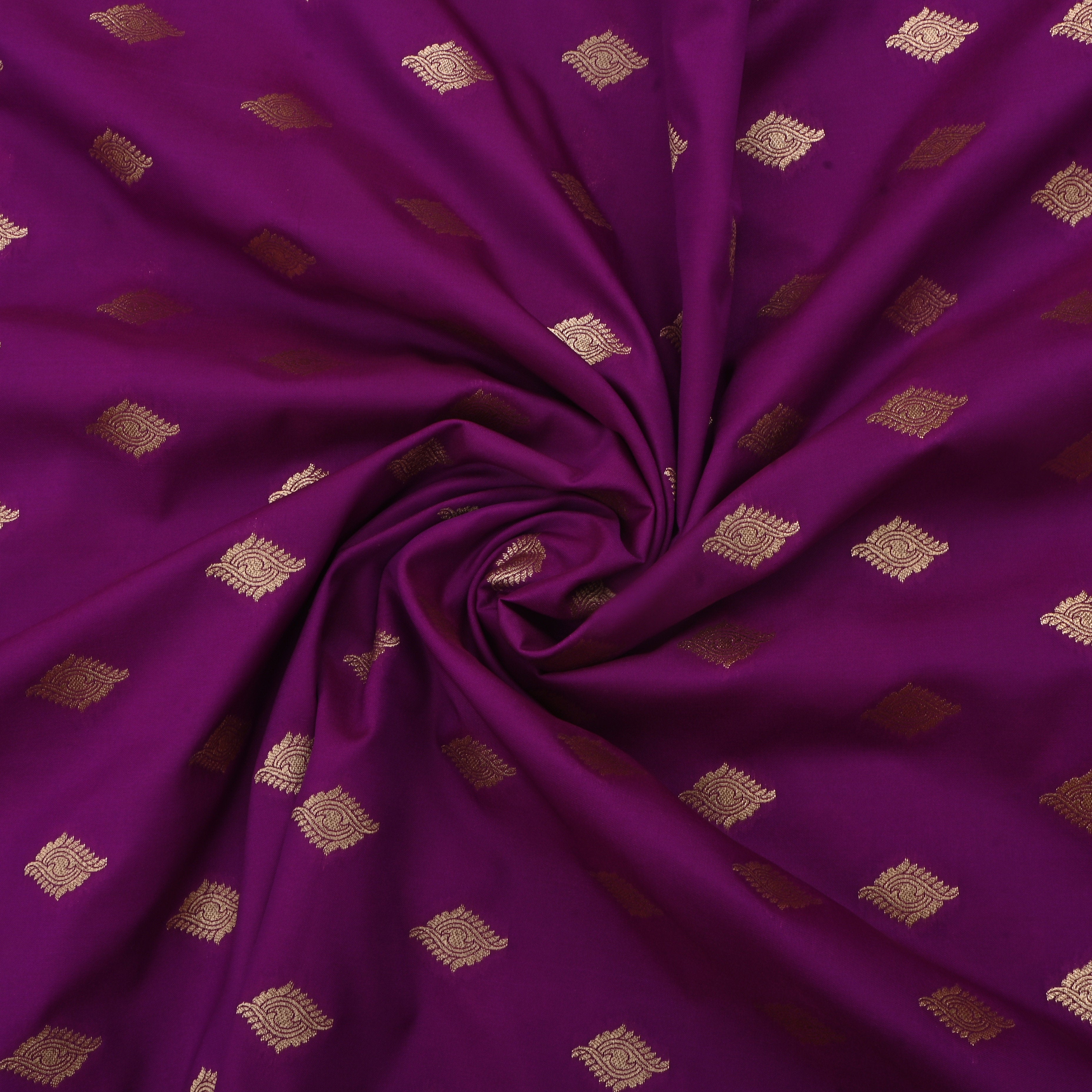 Rich Purple Jamawar Silk Fabric With Butti'S
