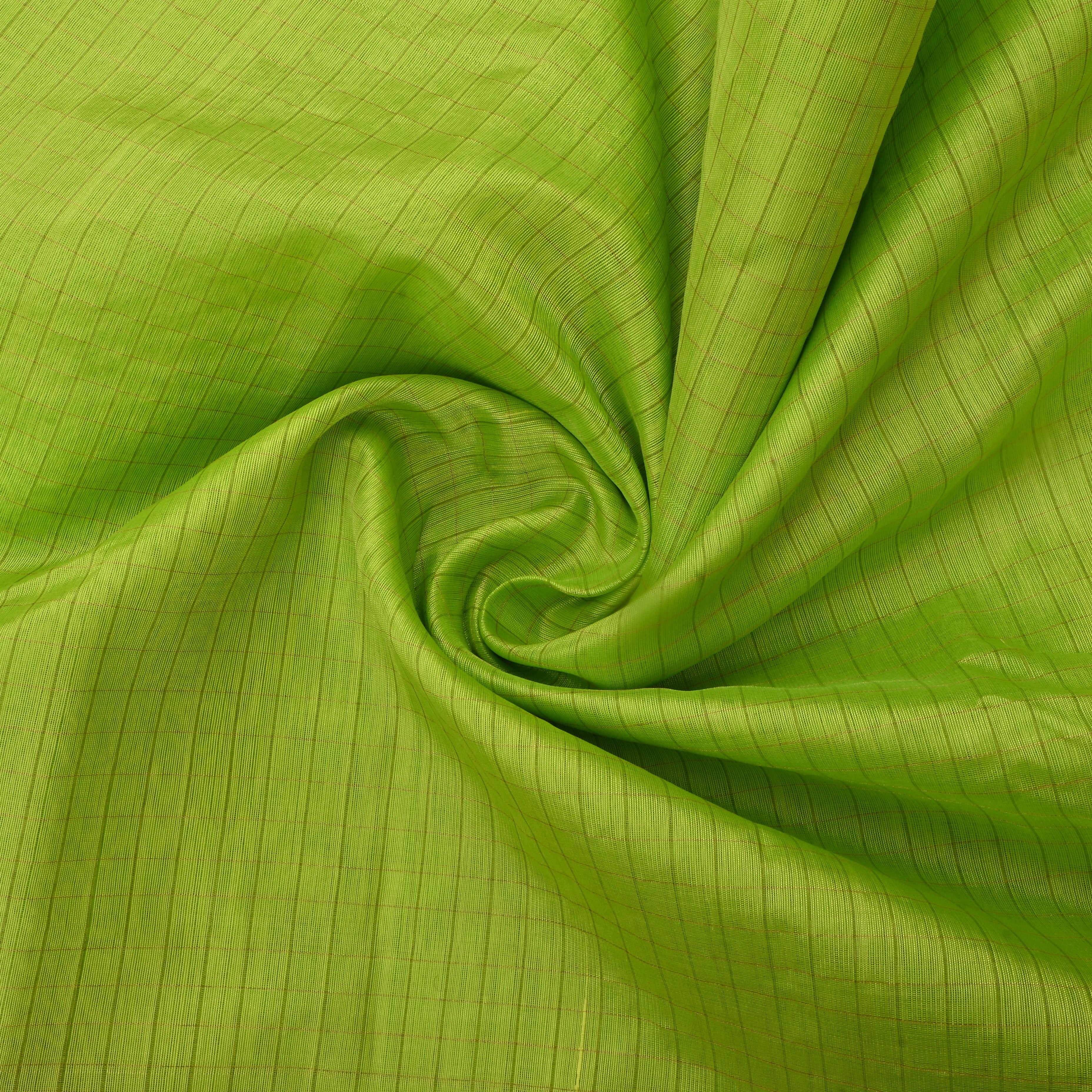 Light Green Jamawar Silk Fabric With Checks Pattern