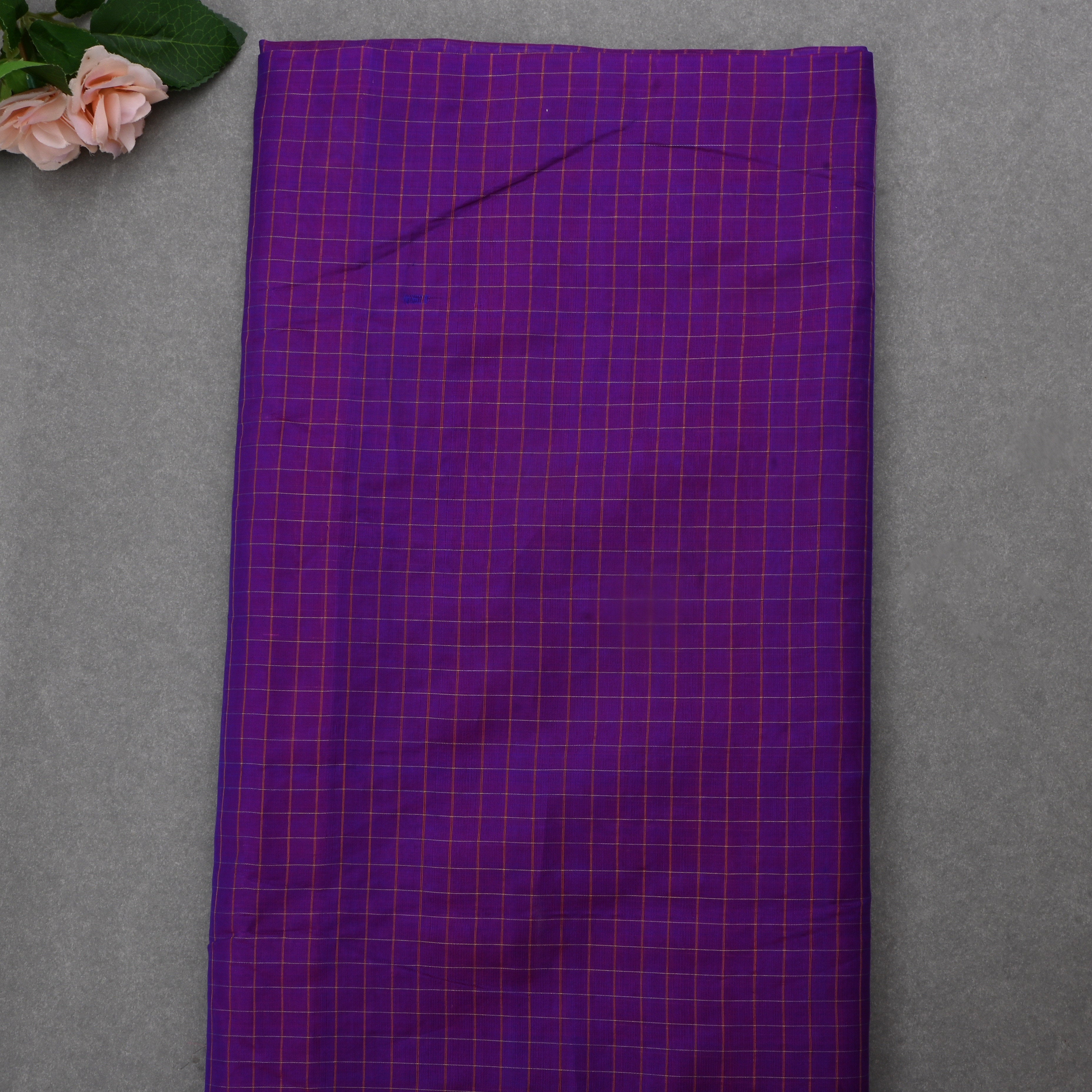 Meteorite Purple Jamawar Silk Fabric With Checks Pattern