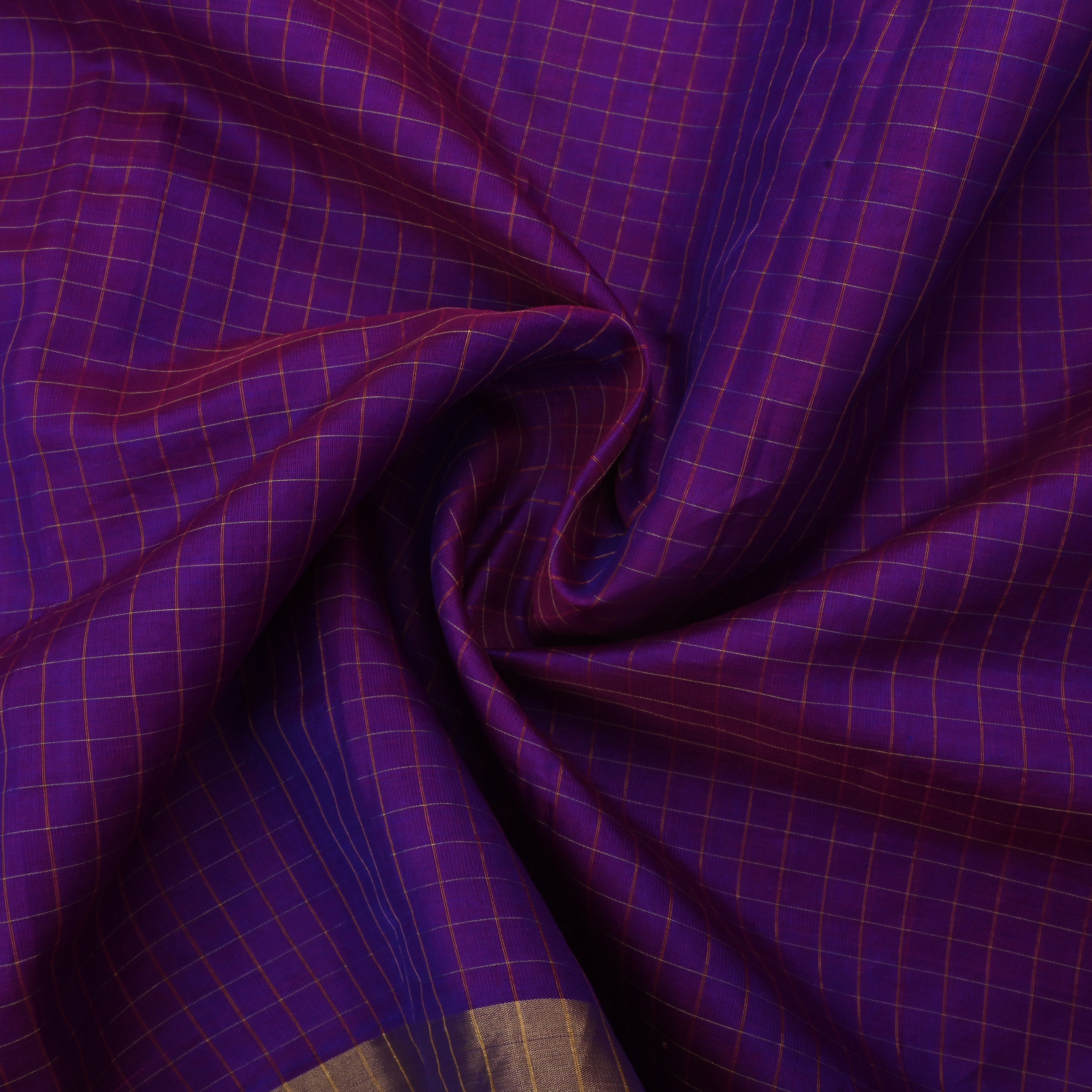 Meteorite Purple Jamawar Silk Fabric With Checks Pattern
