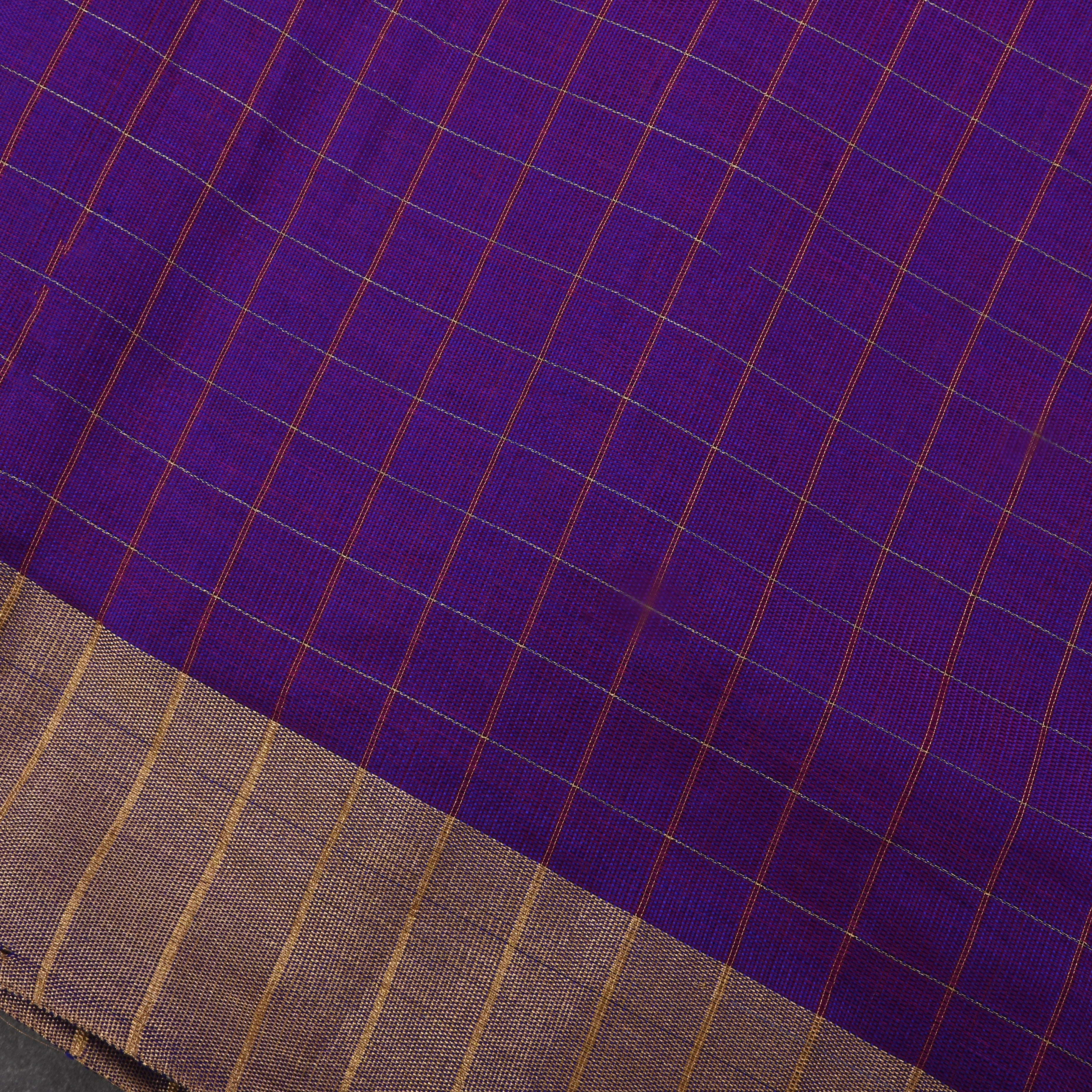 Meteorite Purple Jamawar Silk Fabric With Checks Pattern