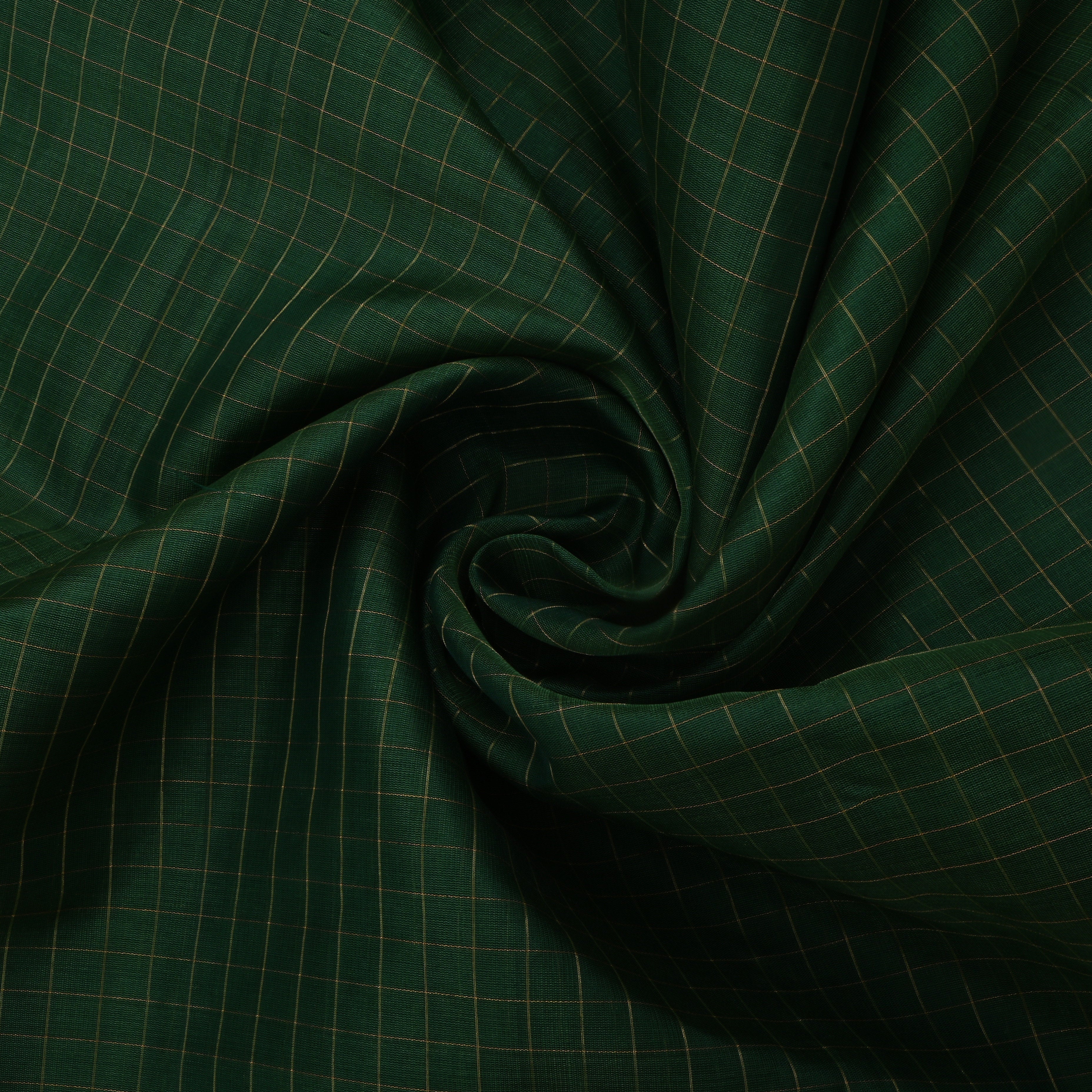 Everglade Green Jamawar Silk Fabric With Checks Pattern
