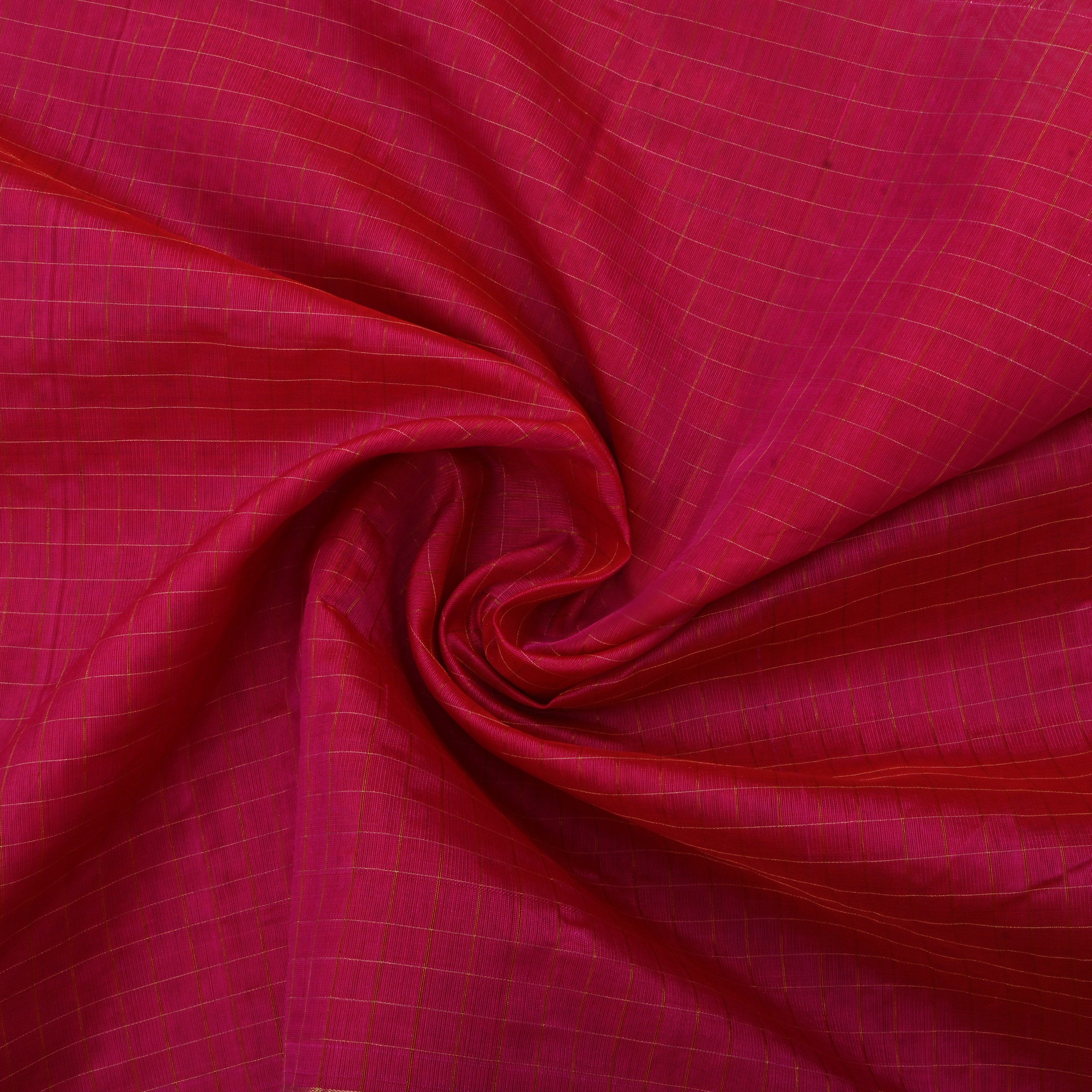 Vivid Burgundy Jamawar Silk Fabric With Stripes Pattern