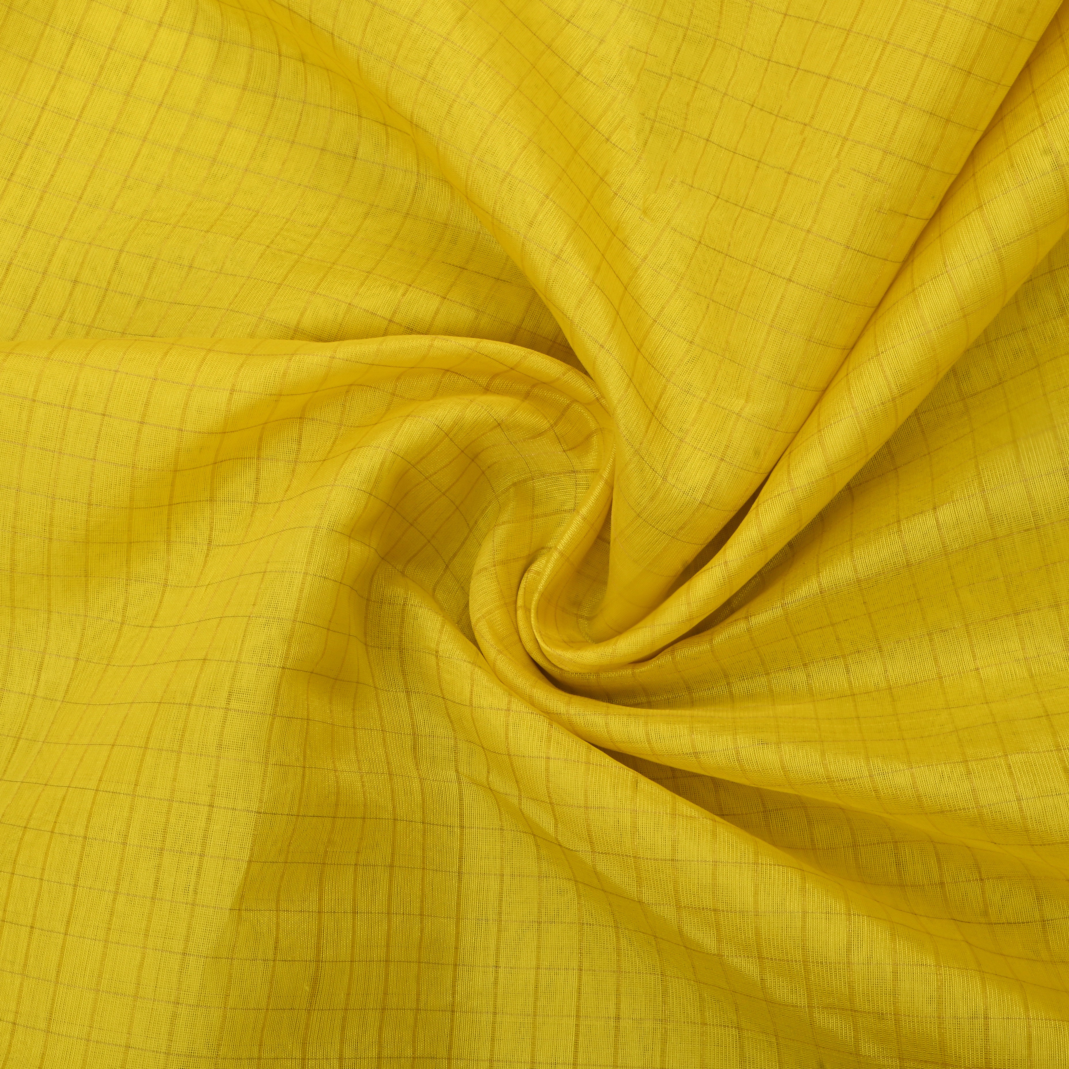 Old Gold Jamawar Silk Fabric With Checks Pattern