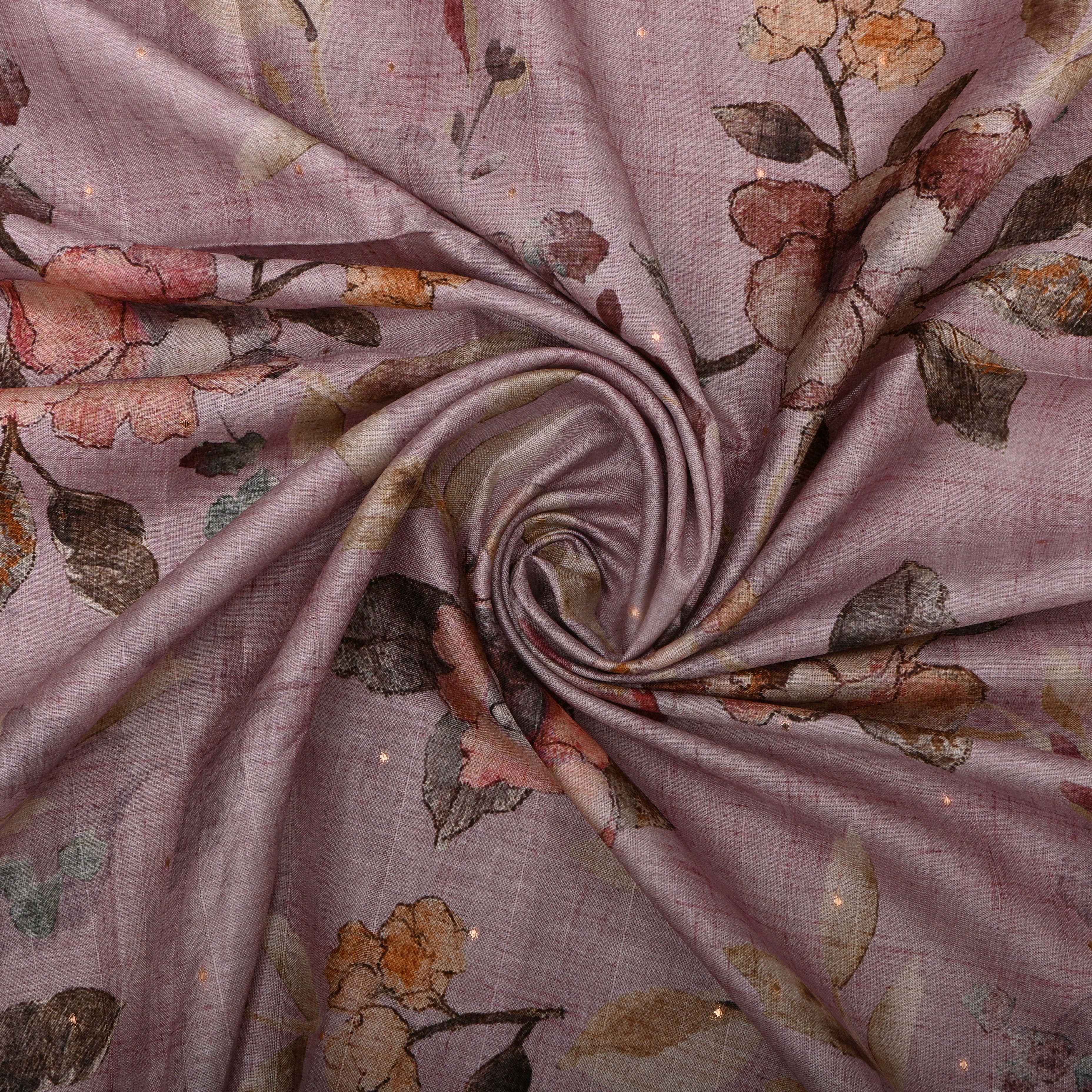 Lilac Tissue Fabric With Floral Prints