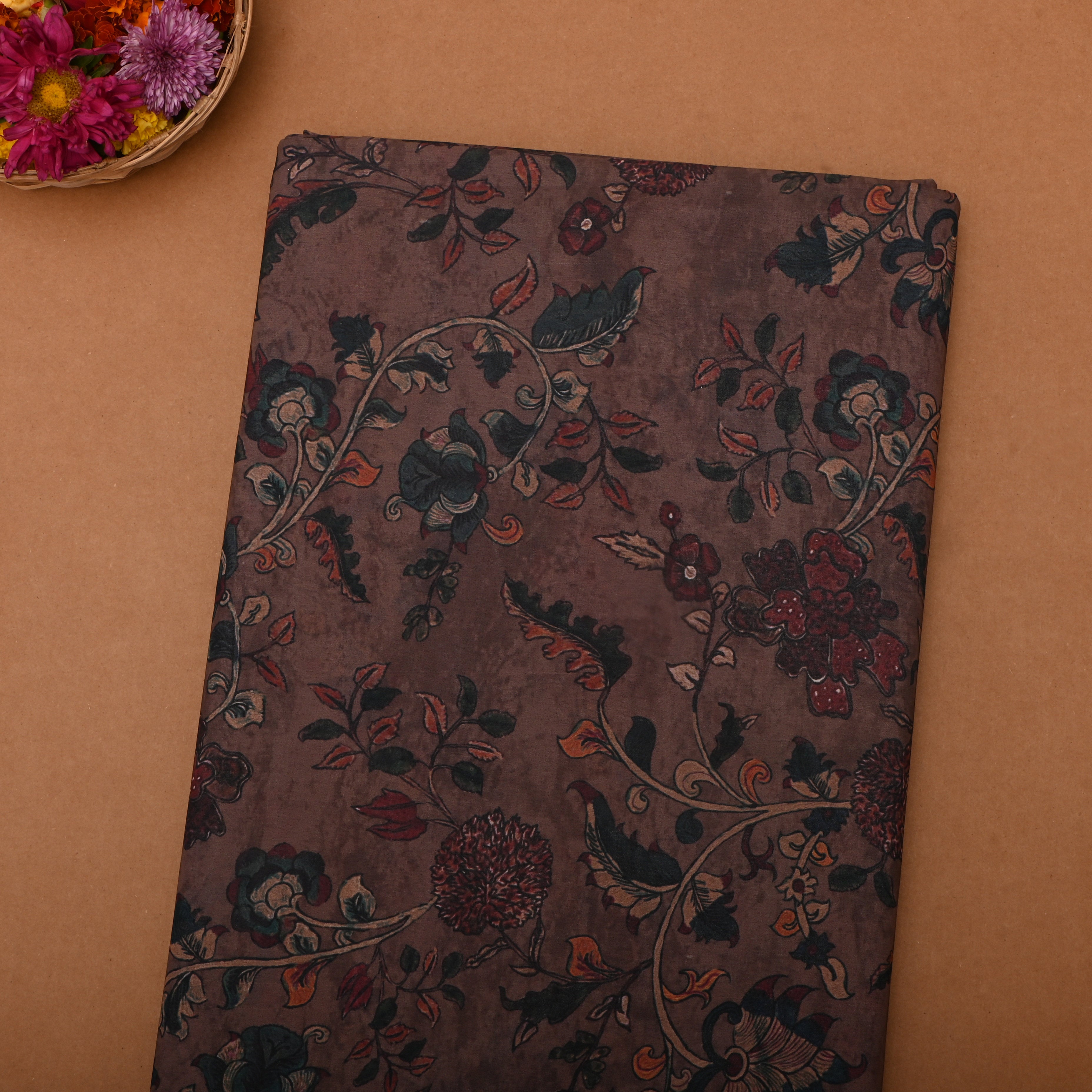 Light Brown Silk Printed Fabric