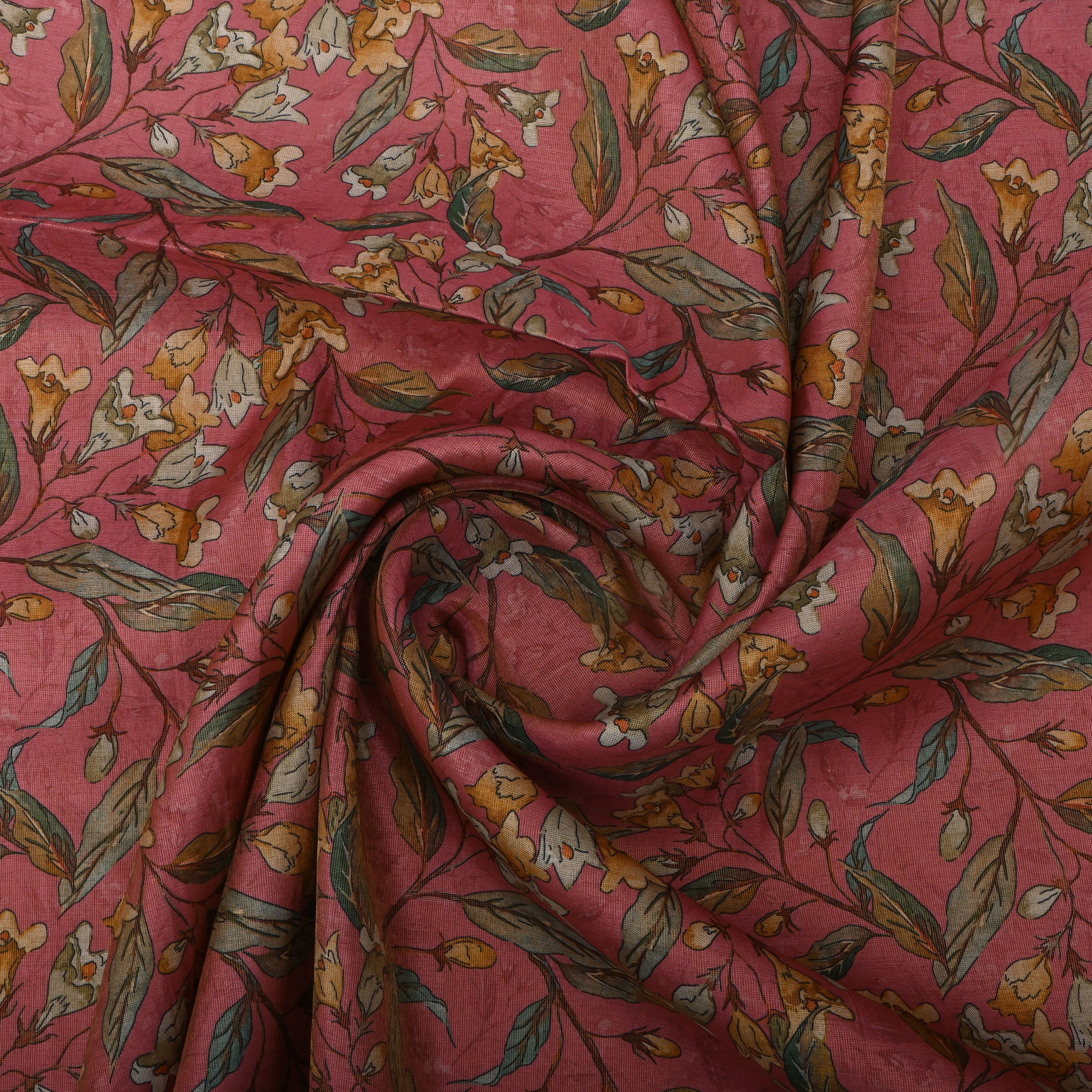 Dusty Pink Tissue Fabric With Printed Design