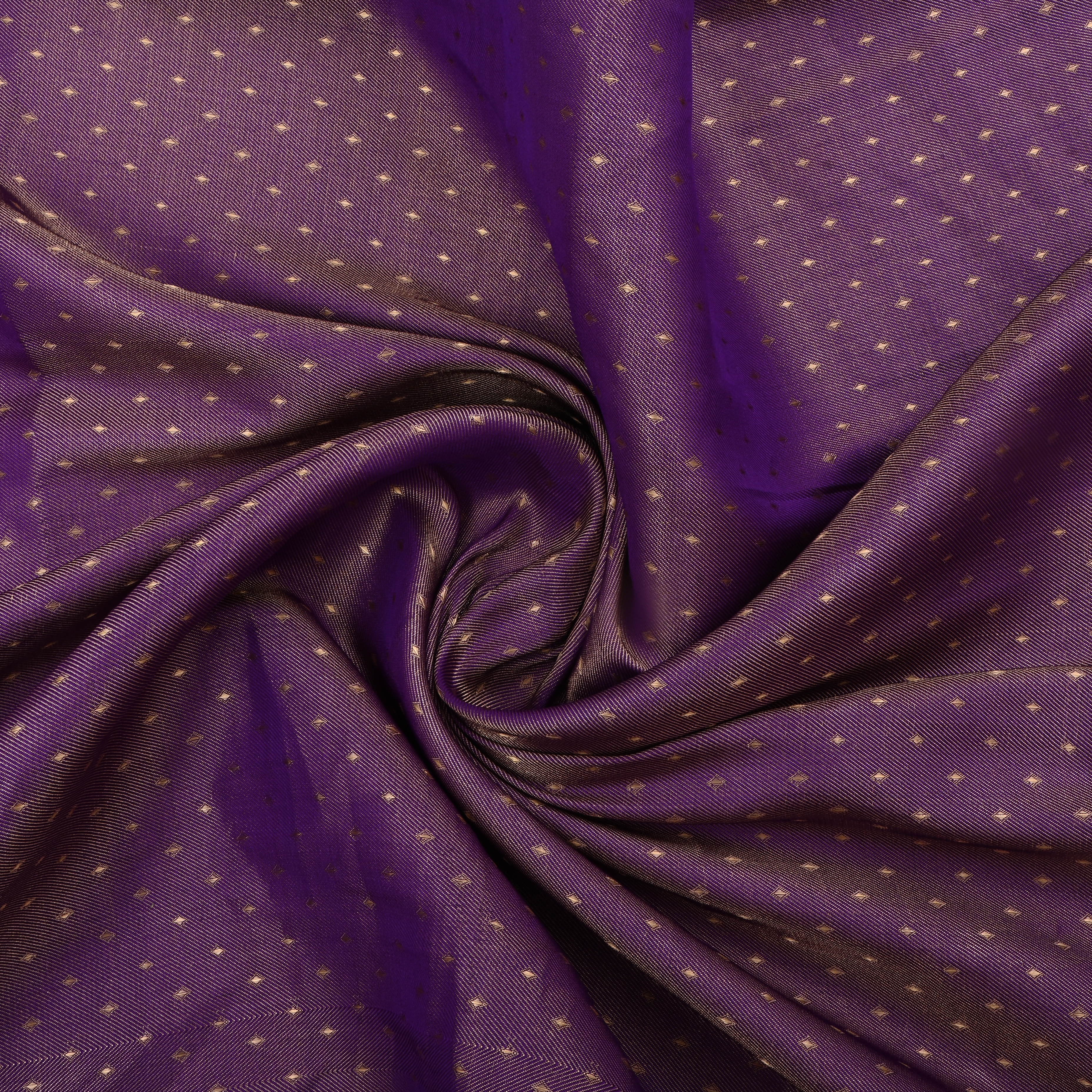 Grape Purple Jamawar Tissue Fabric With Dotted Pattern