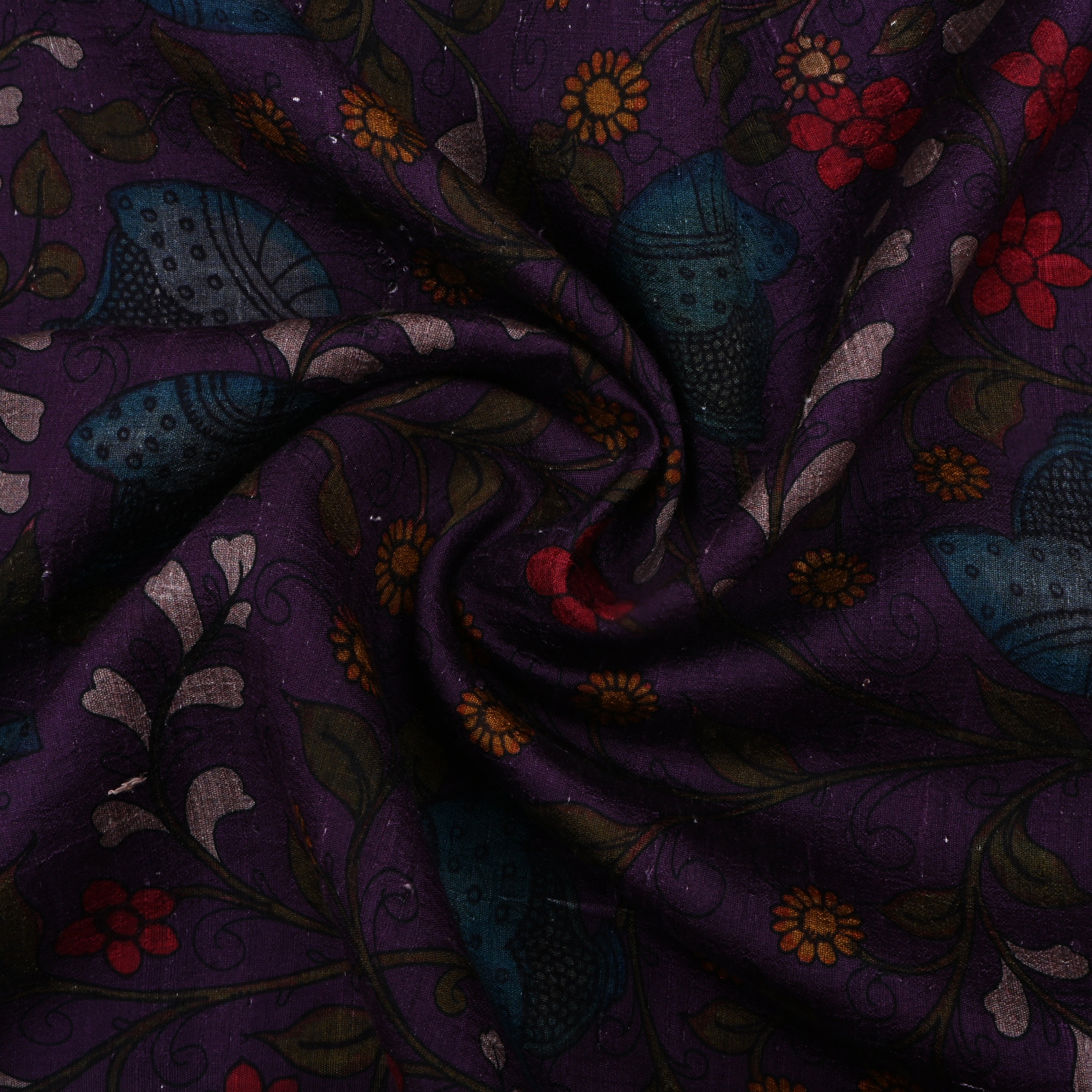 Bleached Cedar Purple Dupion Fabric With Digital Print