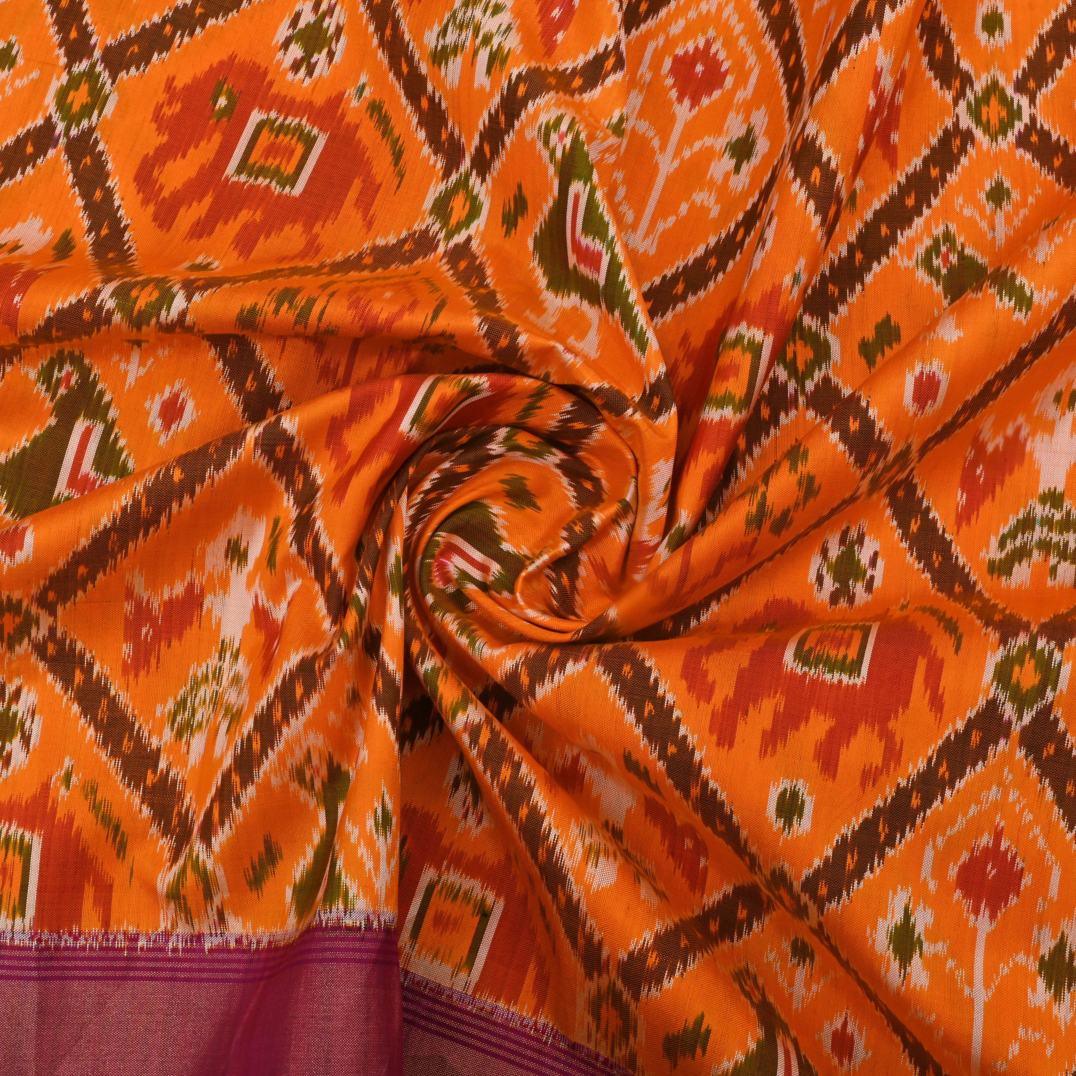Pumpkin Orange Silk Ikat Fabric