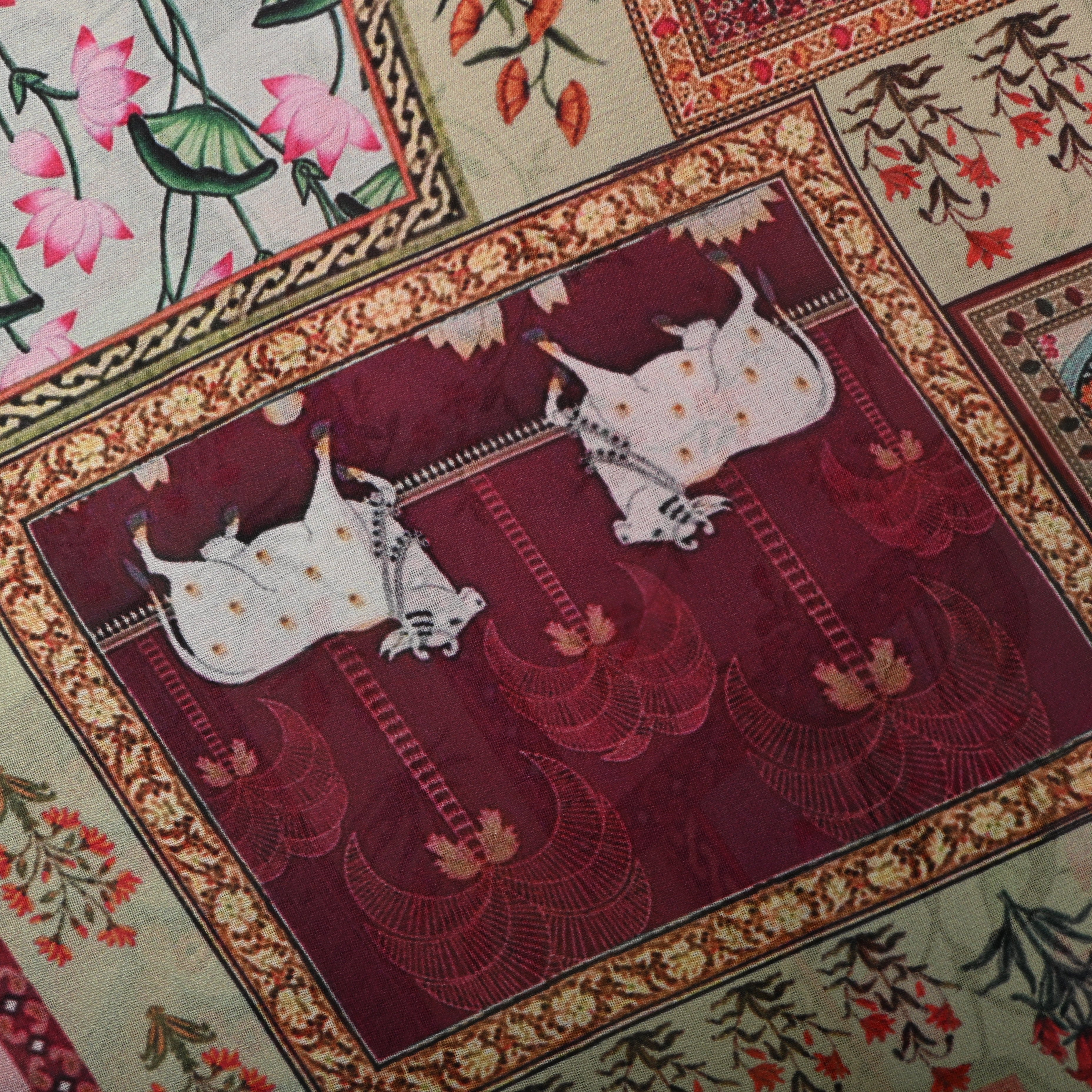 Multi Pastel Color With Multi Prints Silk Fabric