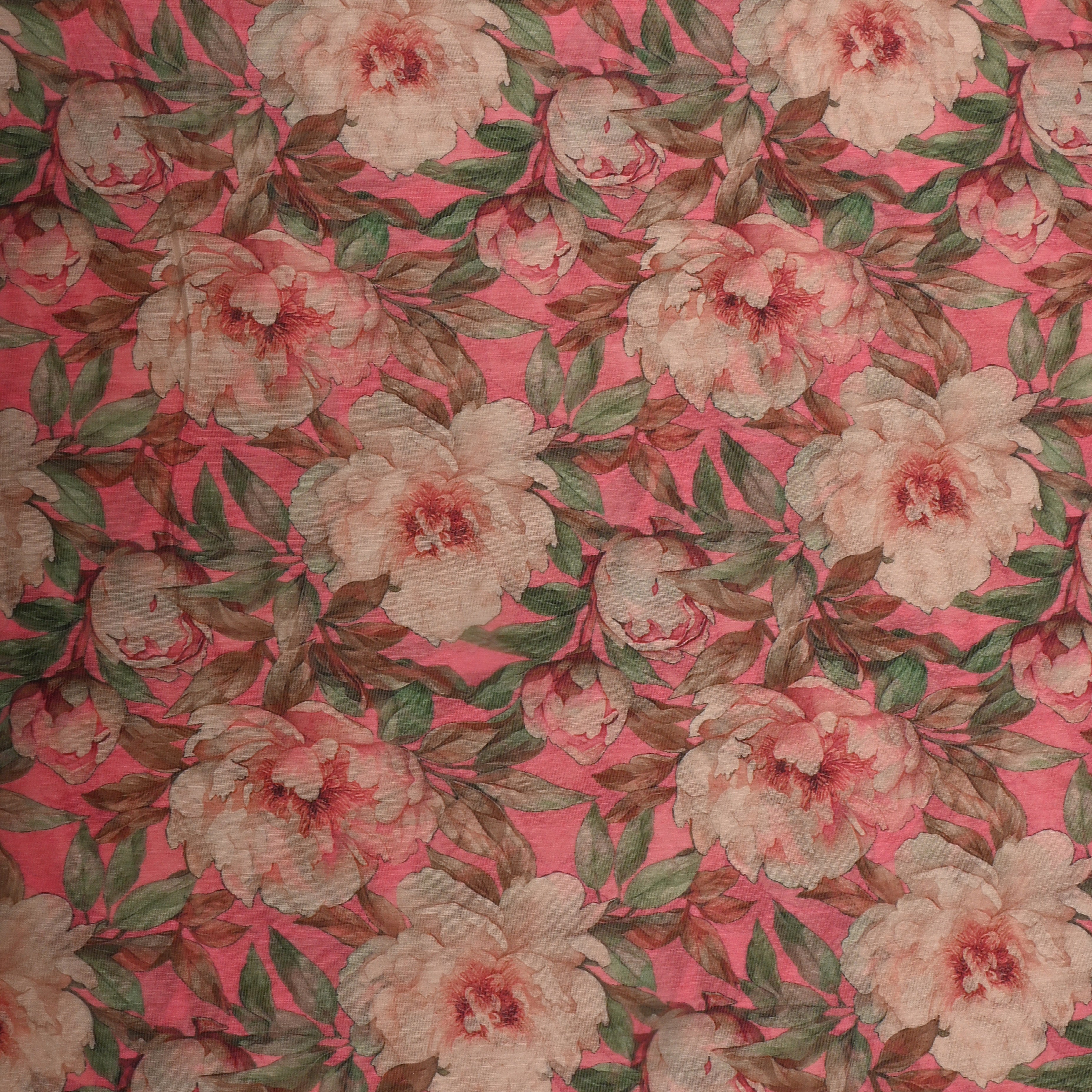 Salon Pink Chanderi Fabric With Floral Prints
