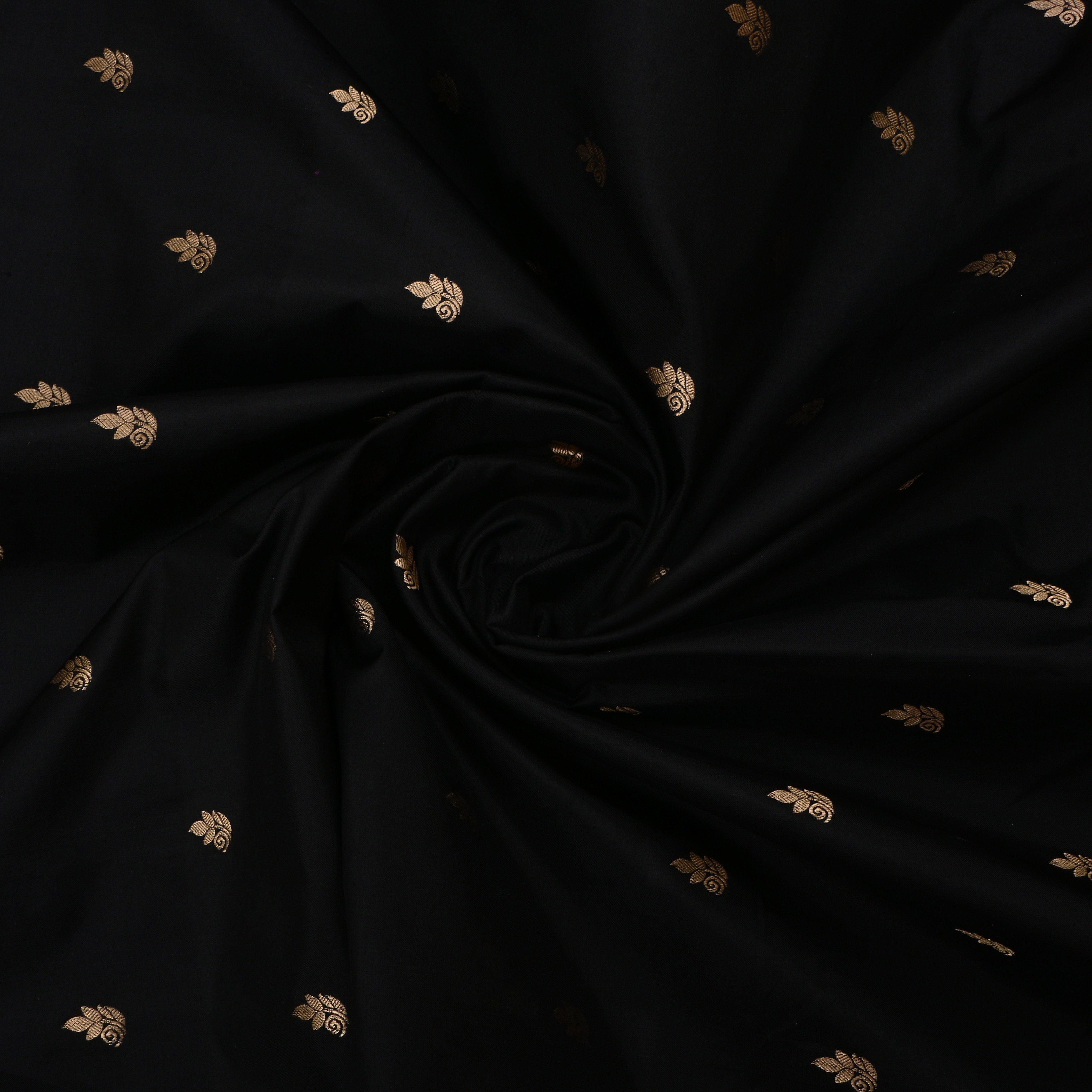 Black Jamawar Silk Fabric With Butti'S
