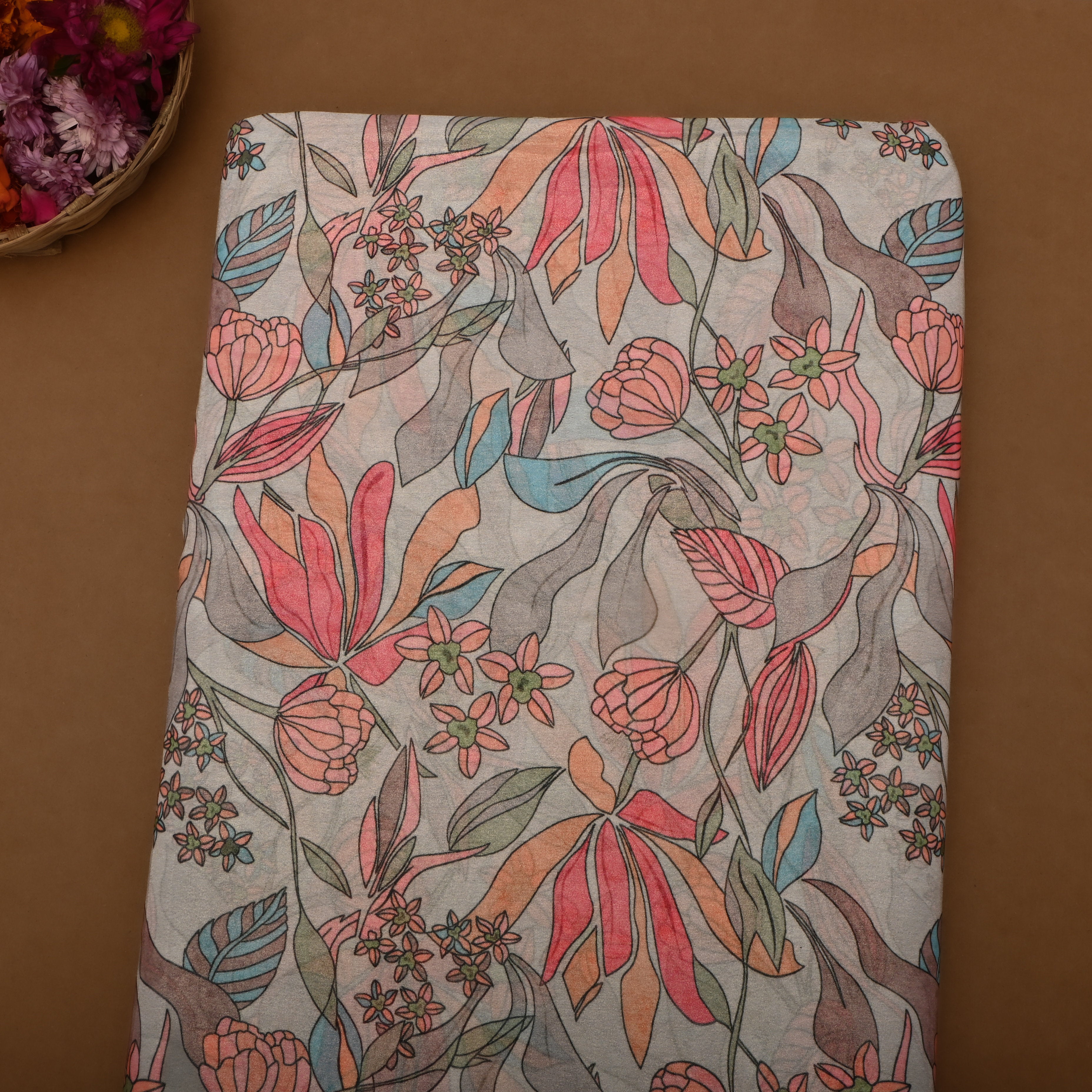 Silver Tissue Printed Fabric