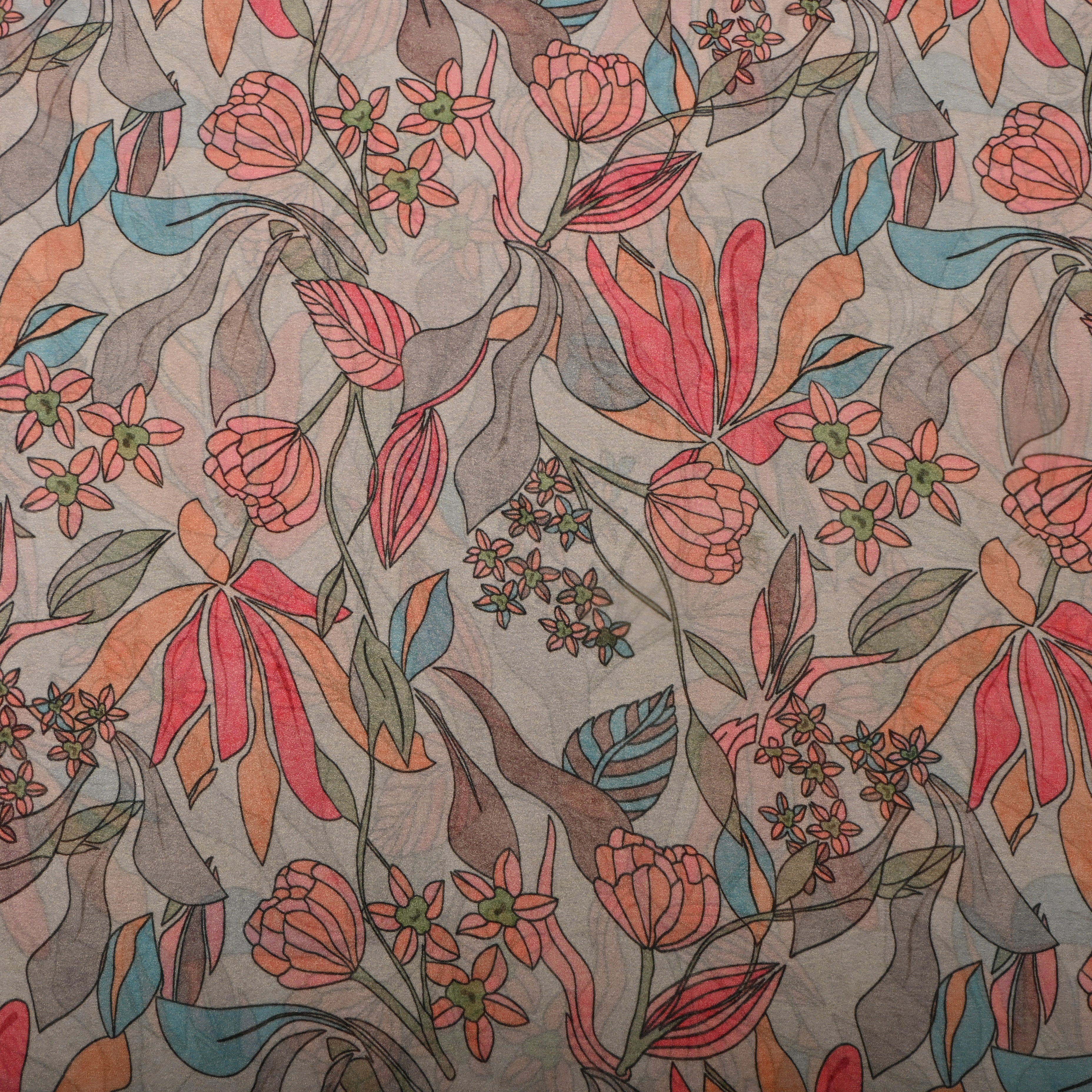 Silver Tissue Printed Fabric