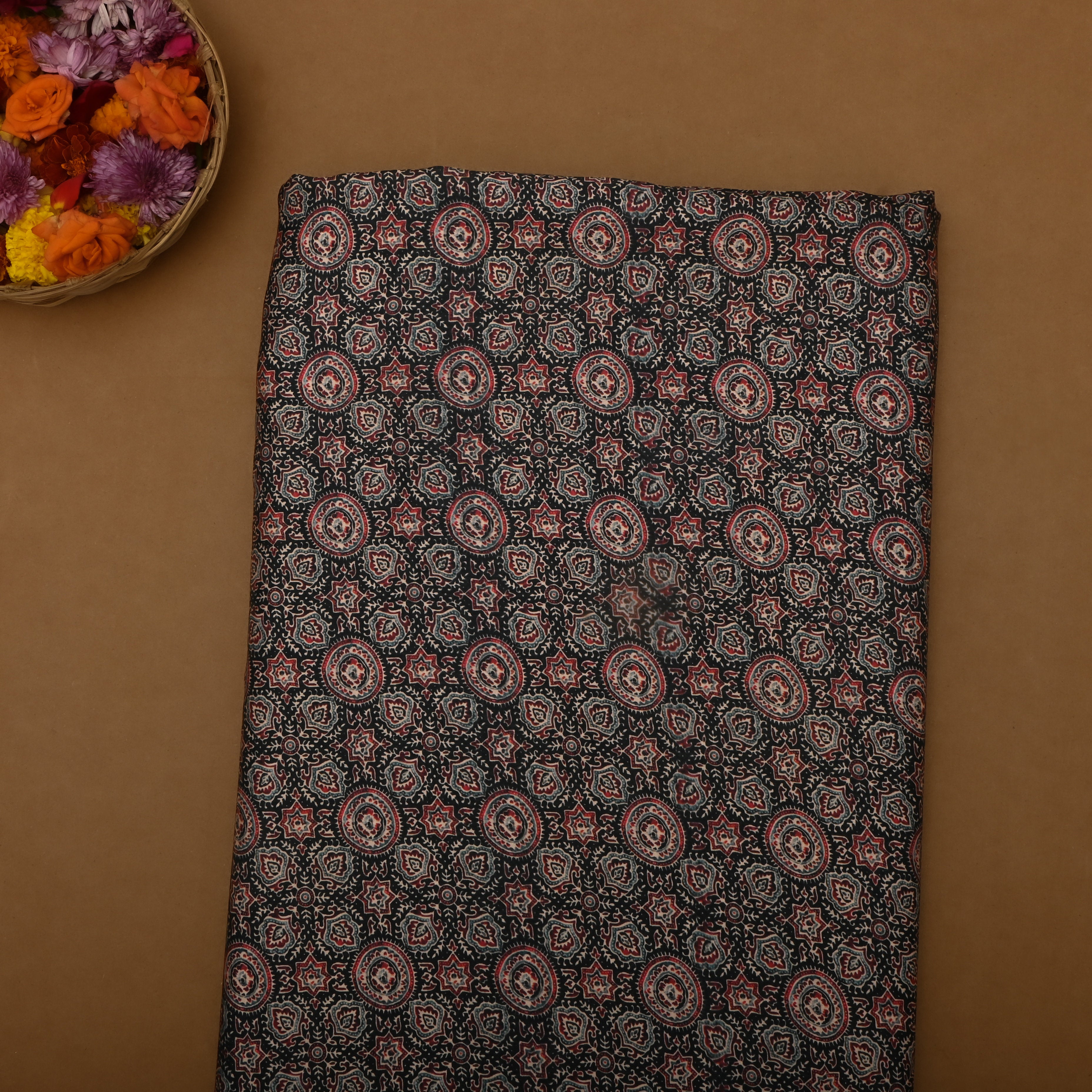 Black Silk Printed Fabric