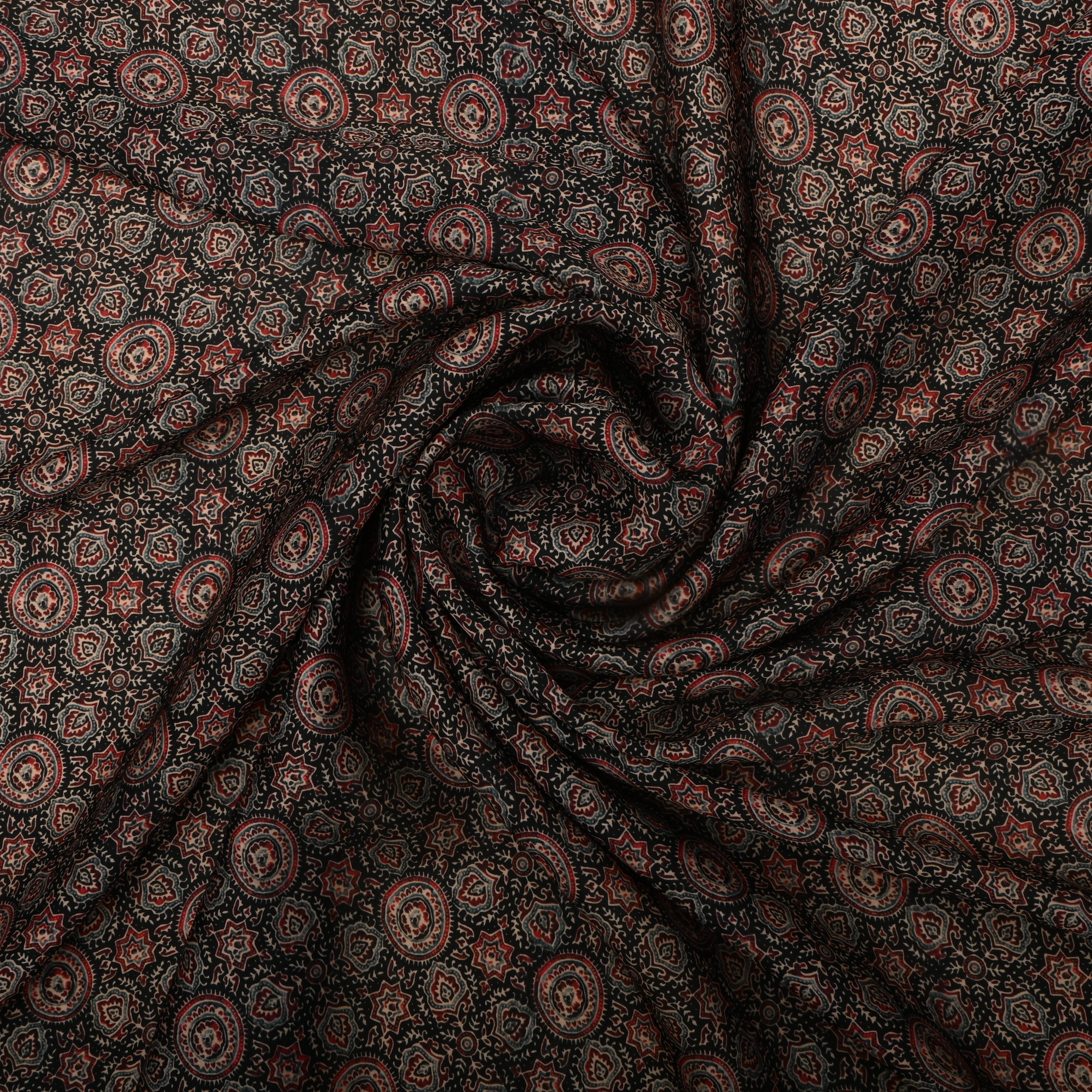 Black Silk Printed Fabric