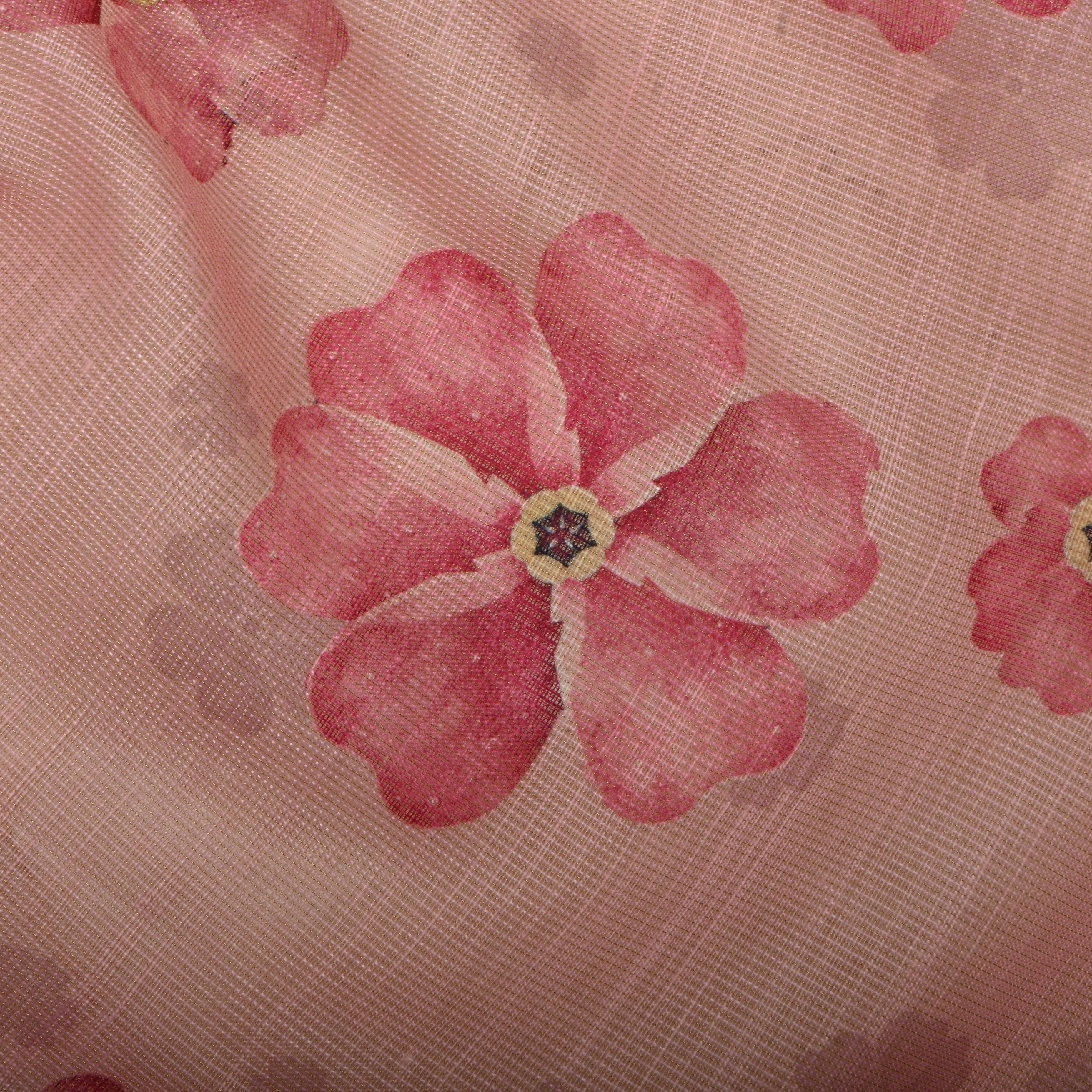 Candy Pink Floral Printed Tissue Fabric