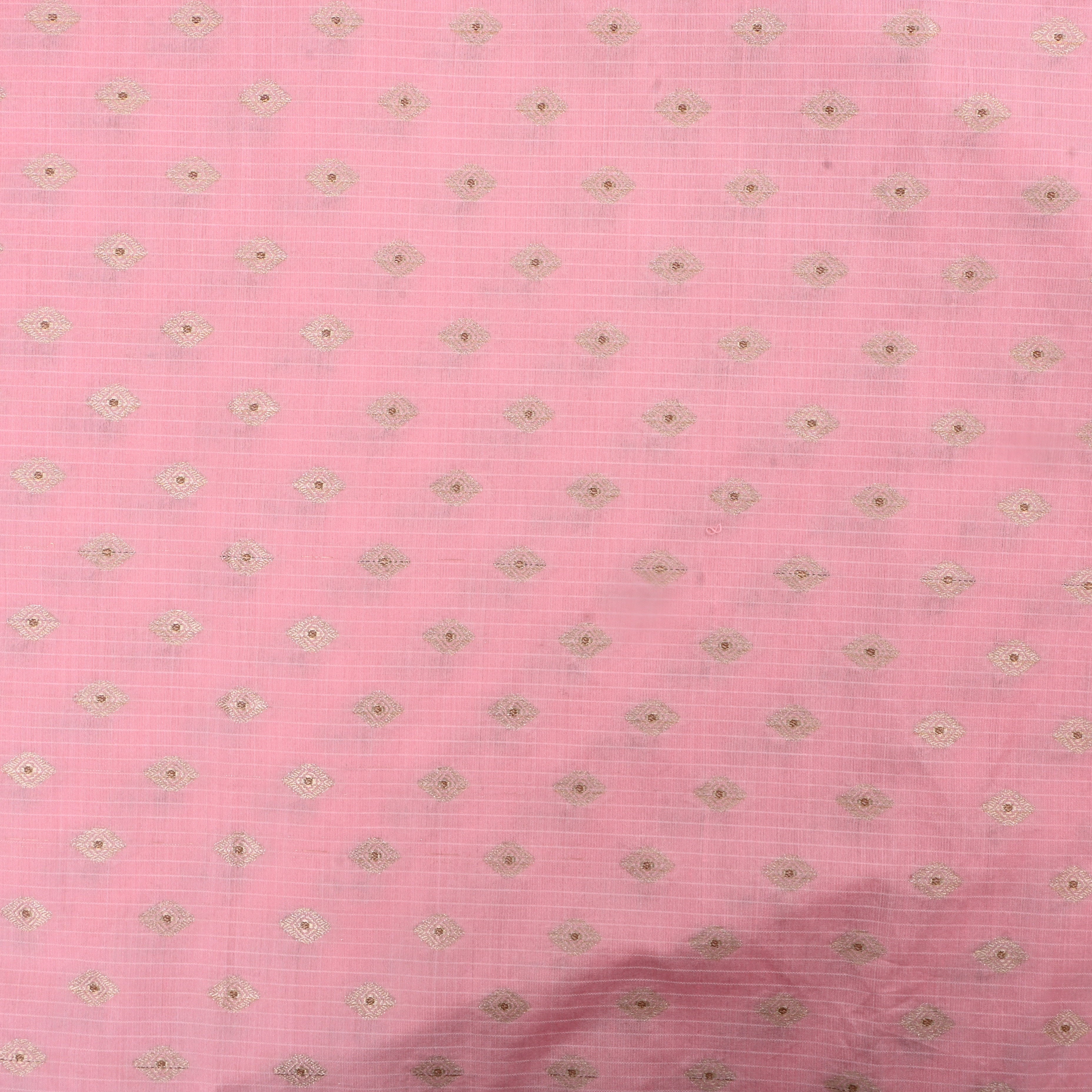 Soft Pink Jamawar Silk Fabric With Butti'S