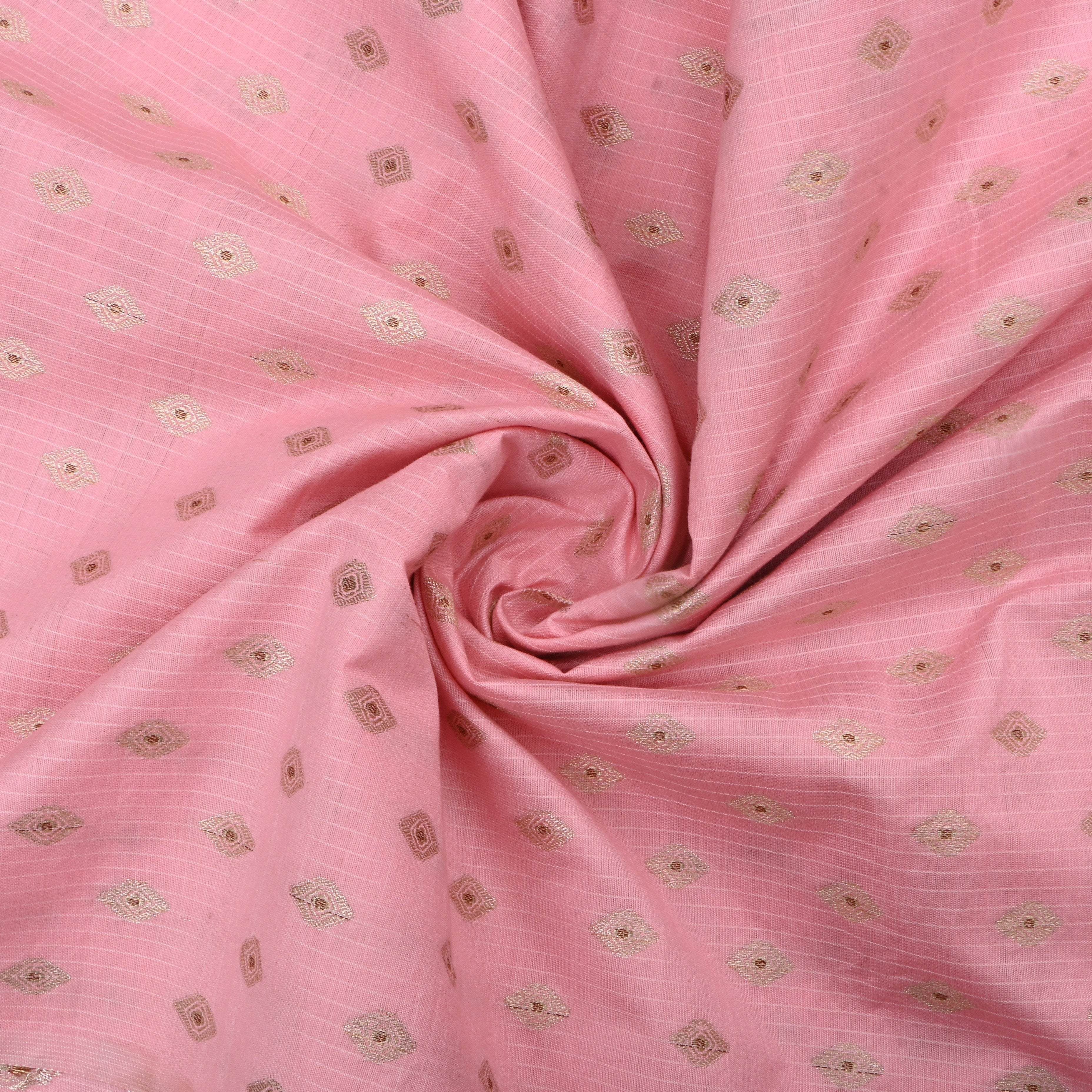 Soft Pink Jamawar Silk Fabric With Butti'S