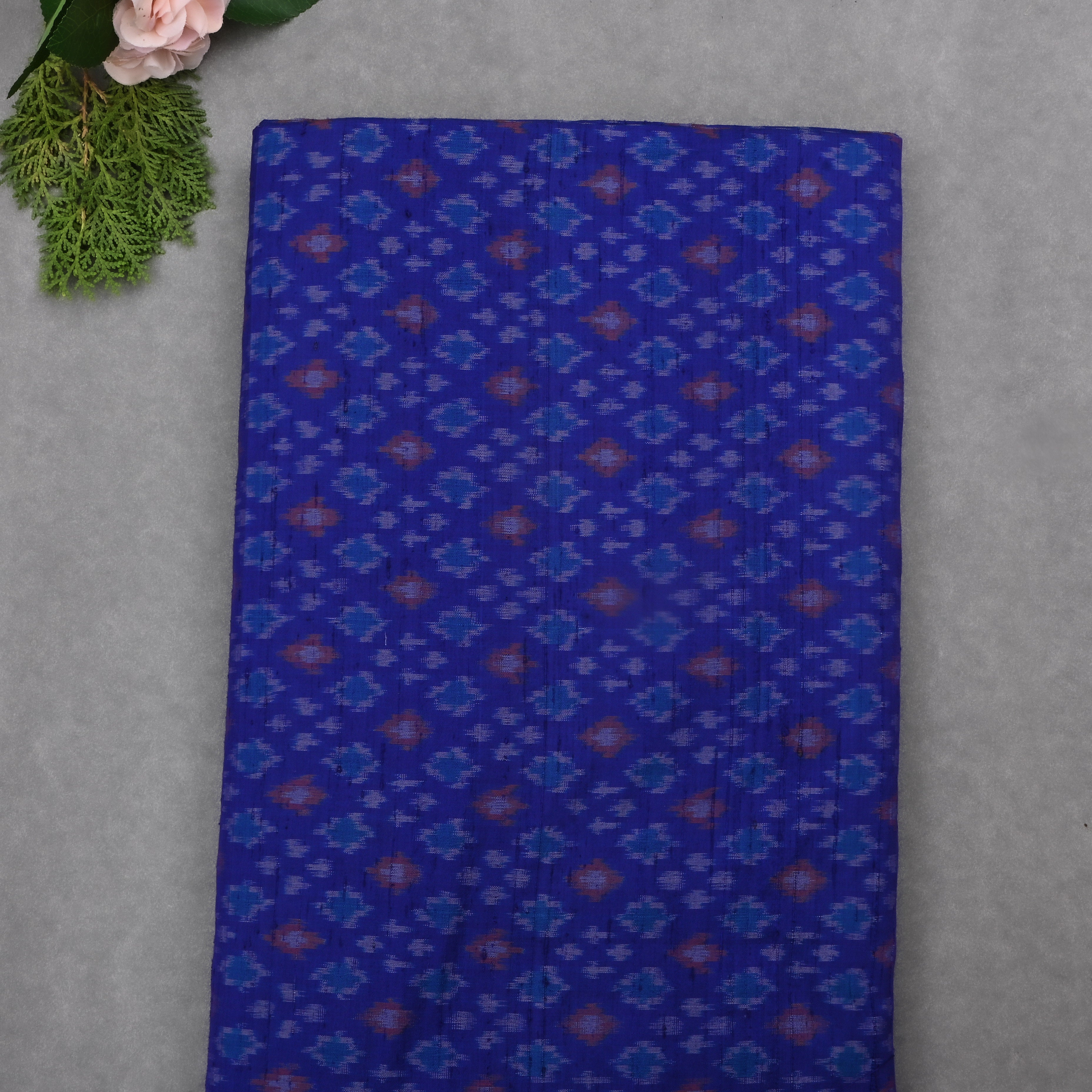 Deep Sapphire Dupion Ikat Fabric
