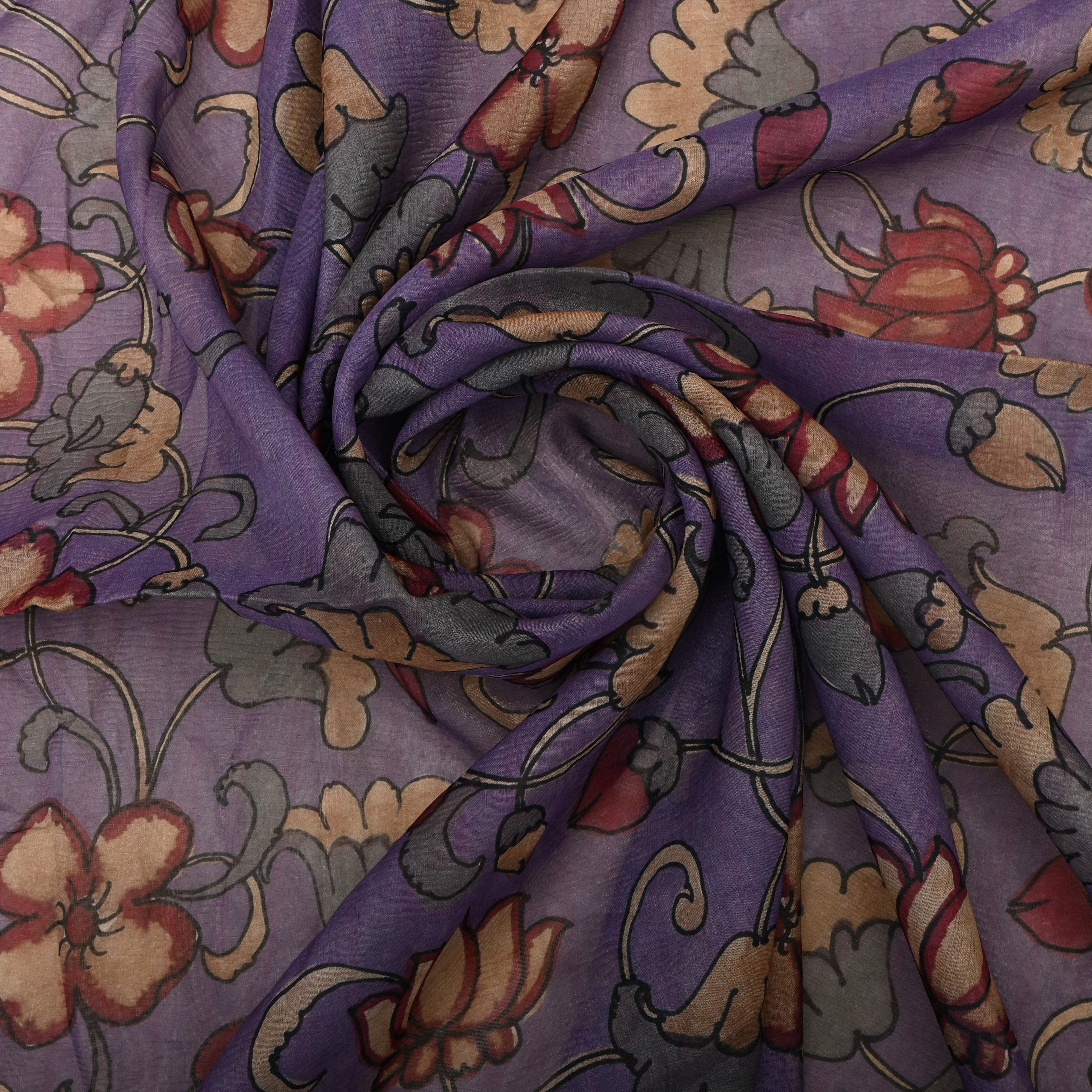 Majesty Purple Floral Jaal Tissue Fabric