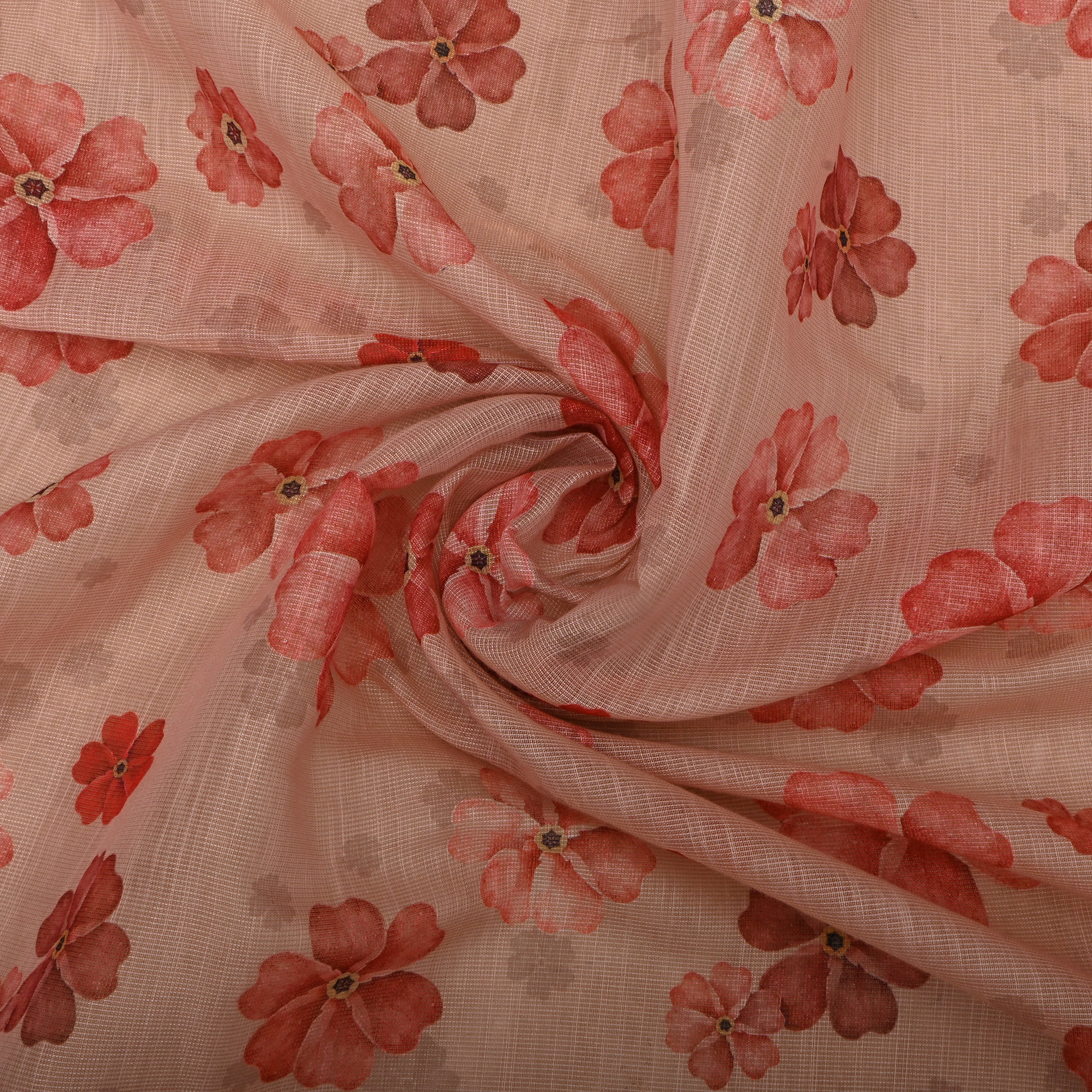Peach Tissue Fabric With Prints