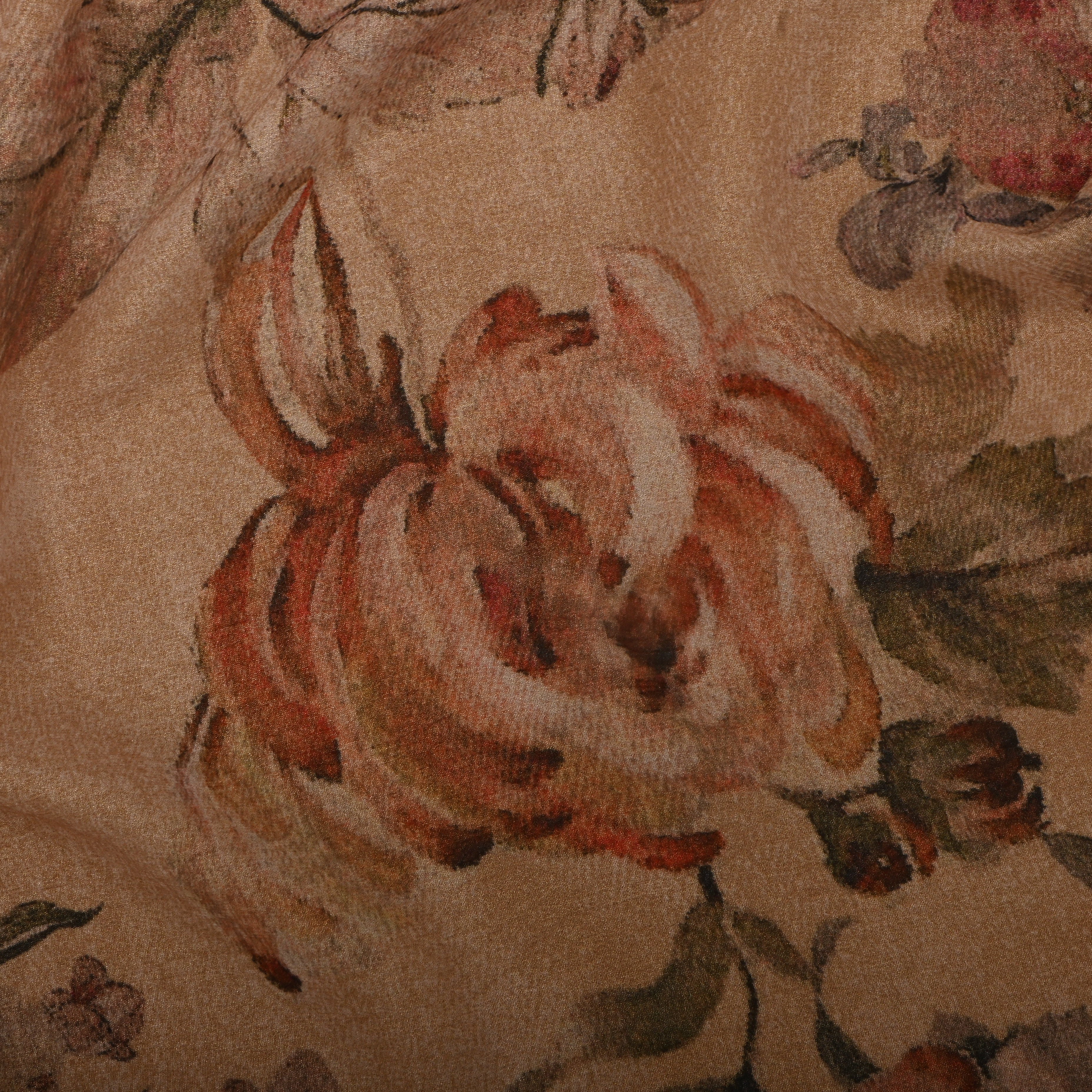 Biscuit Brown Tissue Fabric With Floral Prints