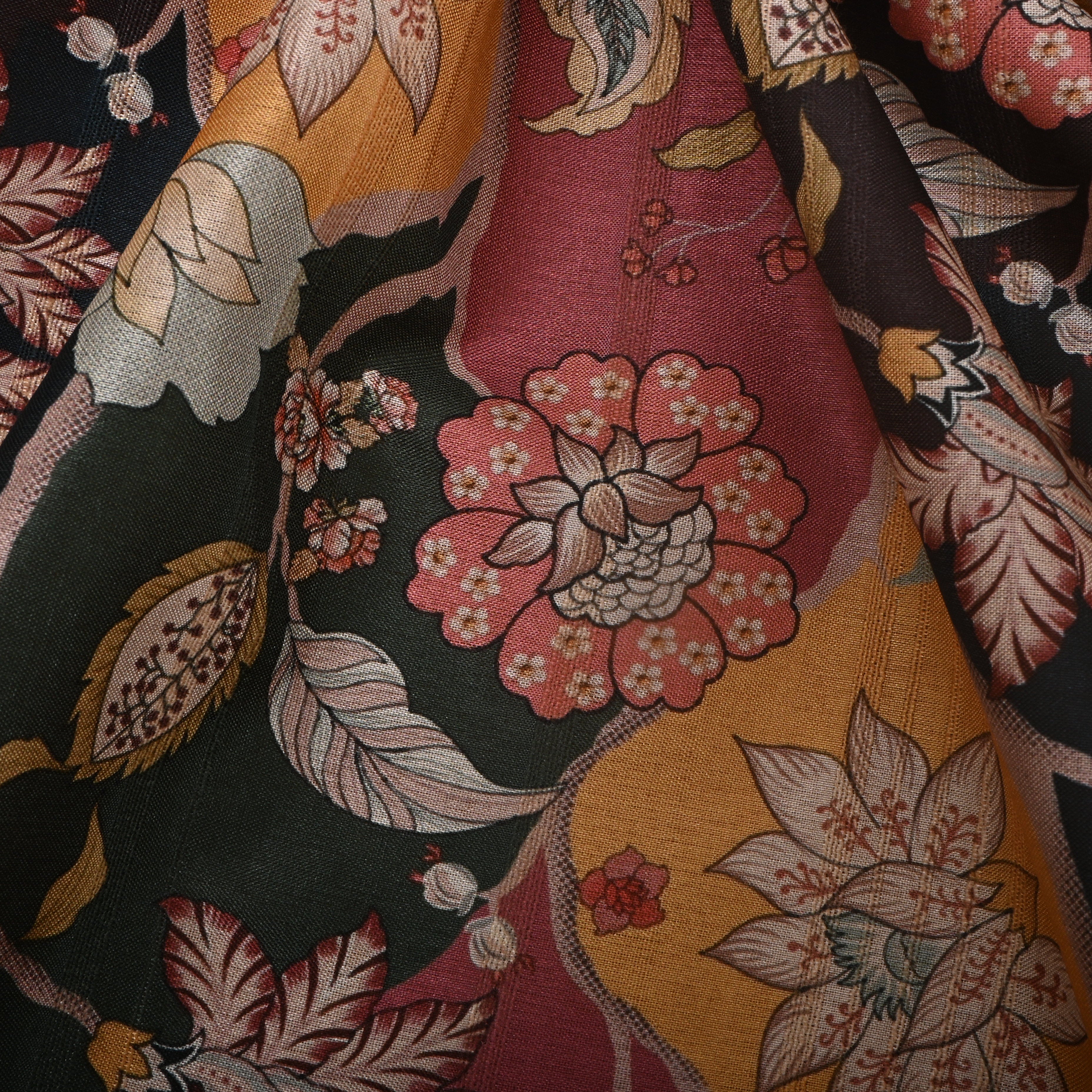 Multi-Color Tussar Fabric With Floral Prints