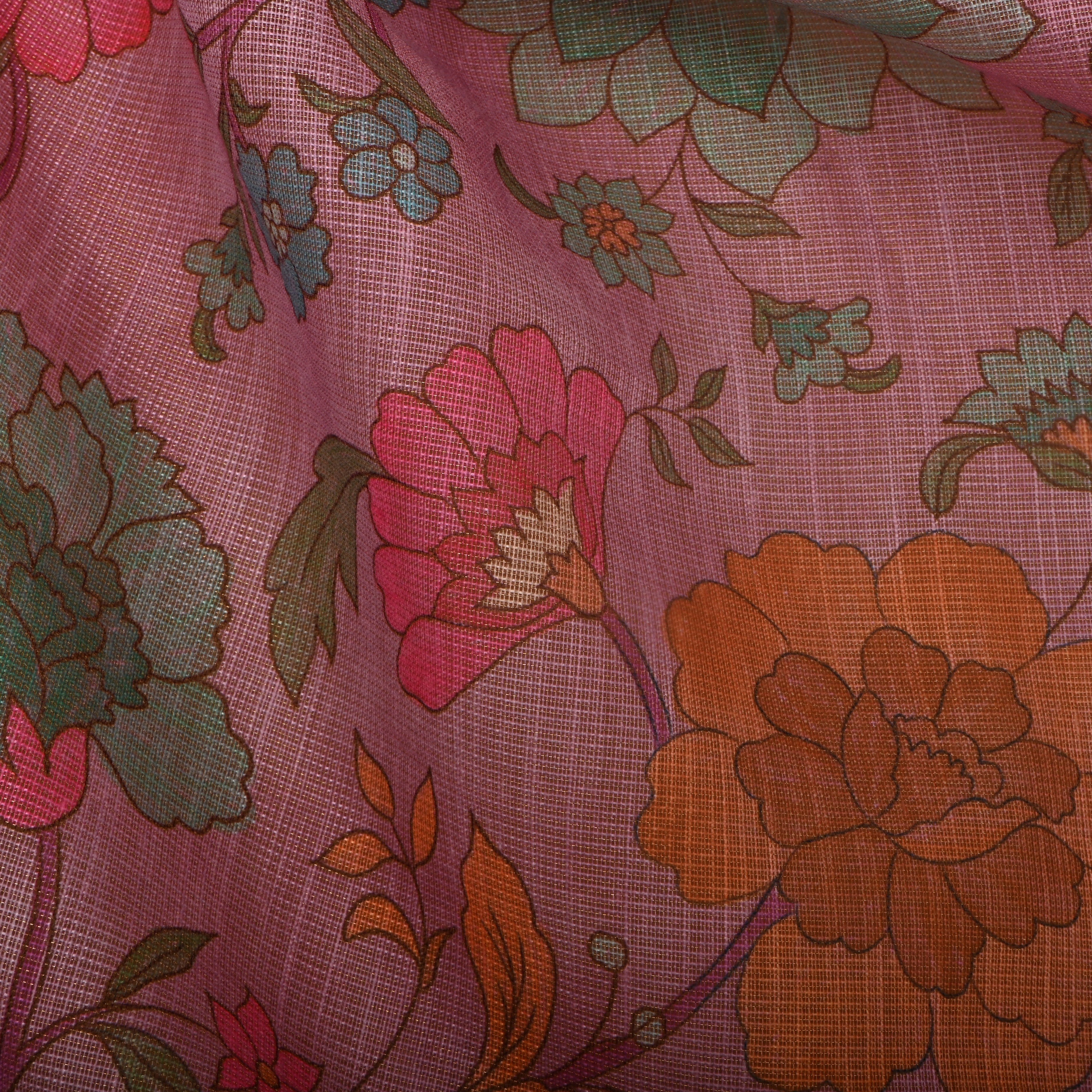 Lavender Floral Printed Tissue Fabric