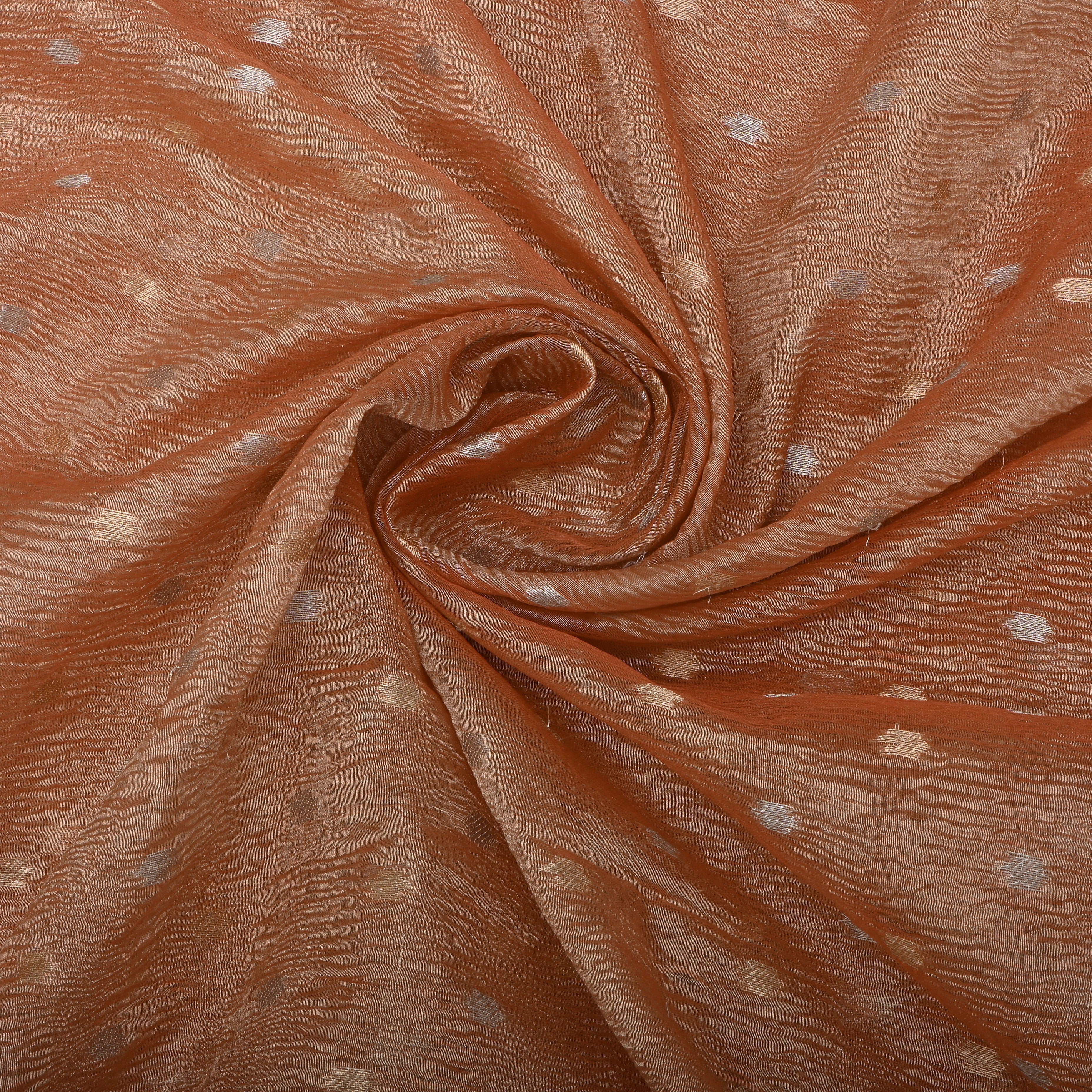 Peach Kanjivaram Zari Motifs Border Jamawar Tissue Fabric