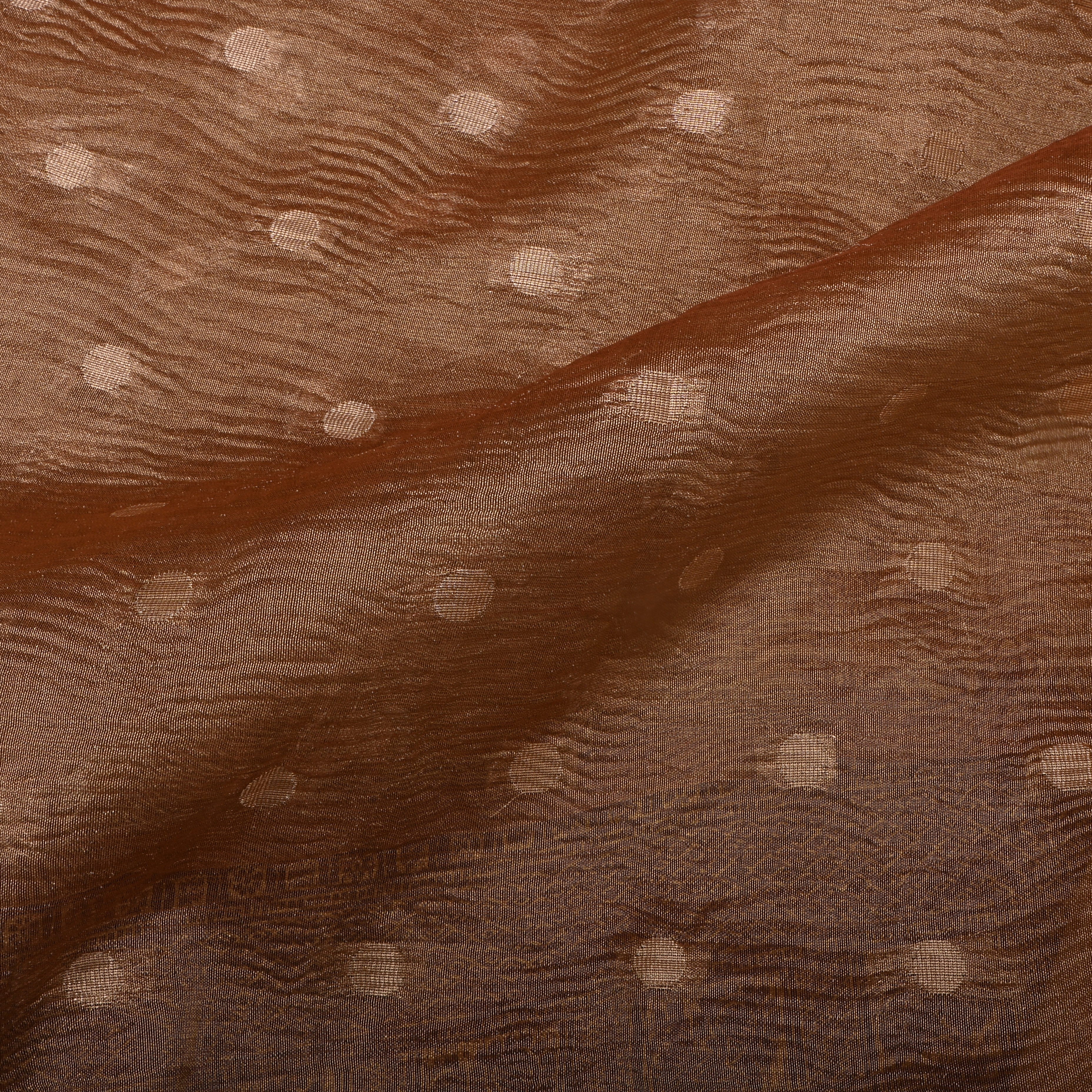 Light Taupe Brown Kanjivaram Zari Motifs Border Jamawar Tissue Fabric