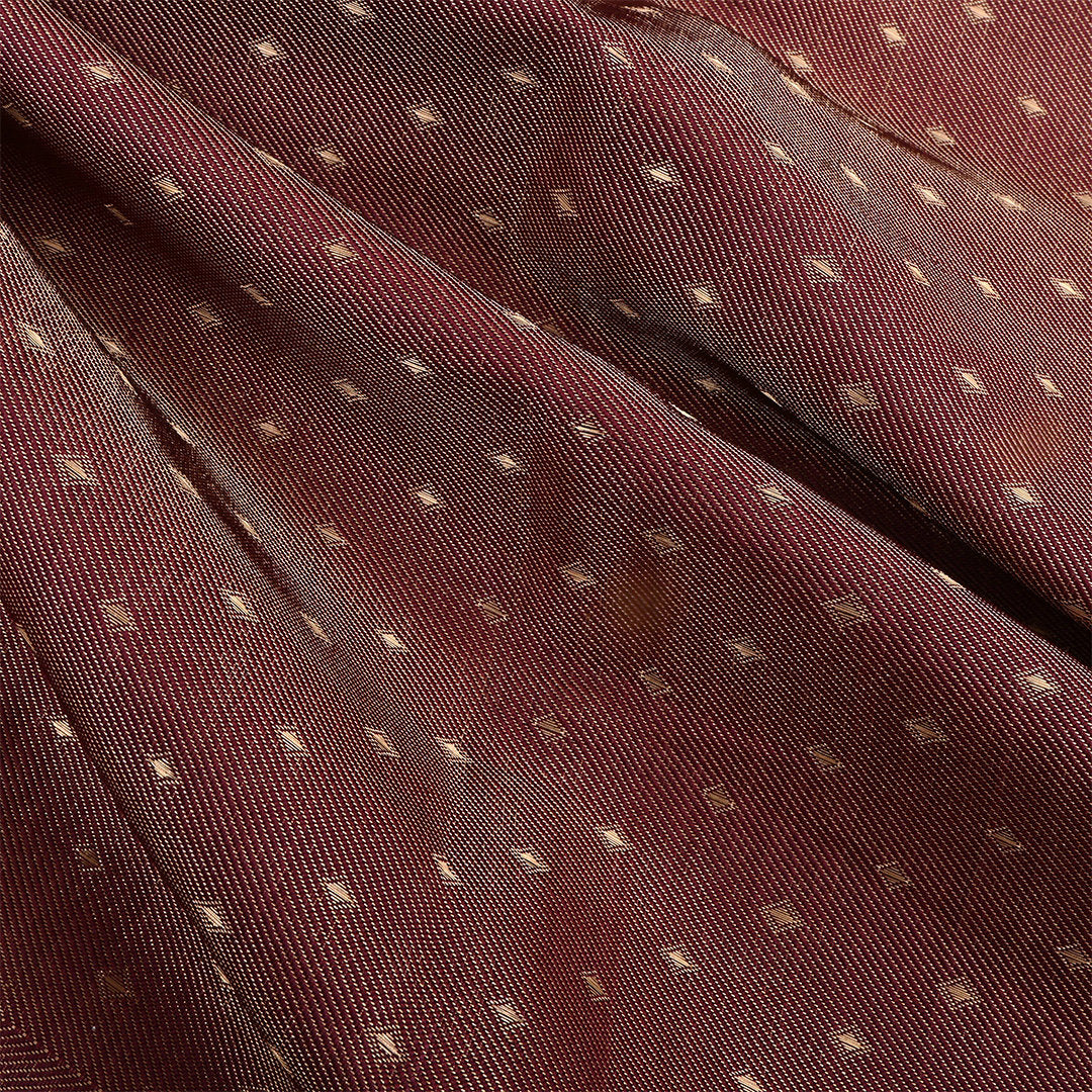 Red Brown Jamawar Tissue Fabric With Dotted Pattern