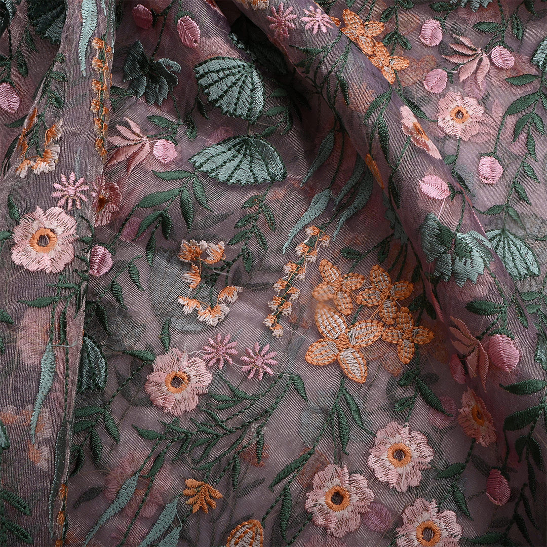 Old Valender Tissue Floral Embroidered Fabric