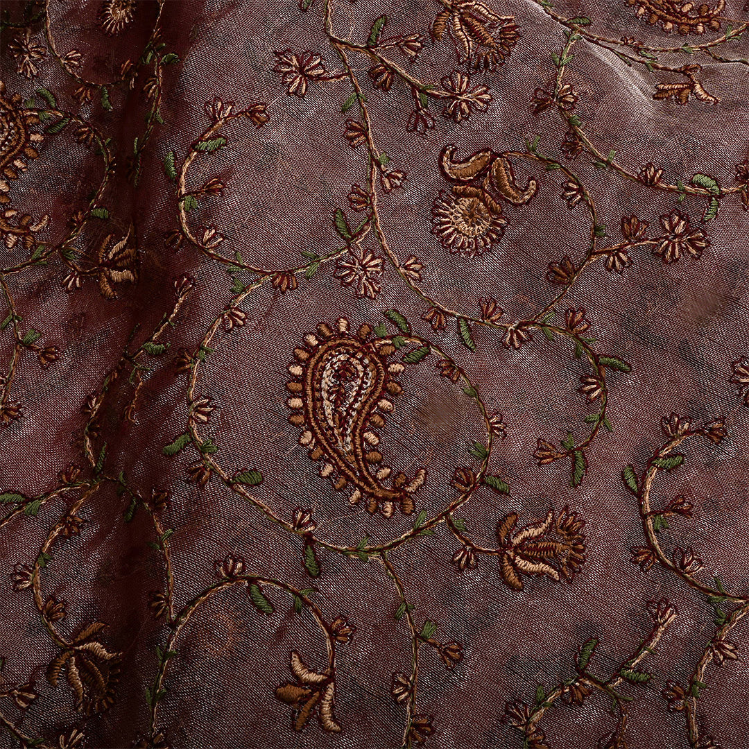 Coffee Bean Tissue Embroidered Fabric